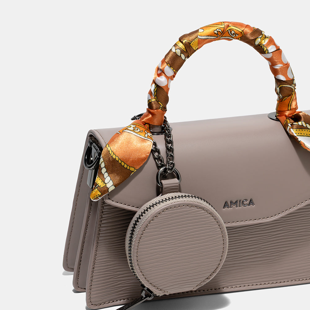 AMICA Noemi Ladies Leather Mini Crossbody Handbag - Ombre Brown