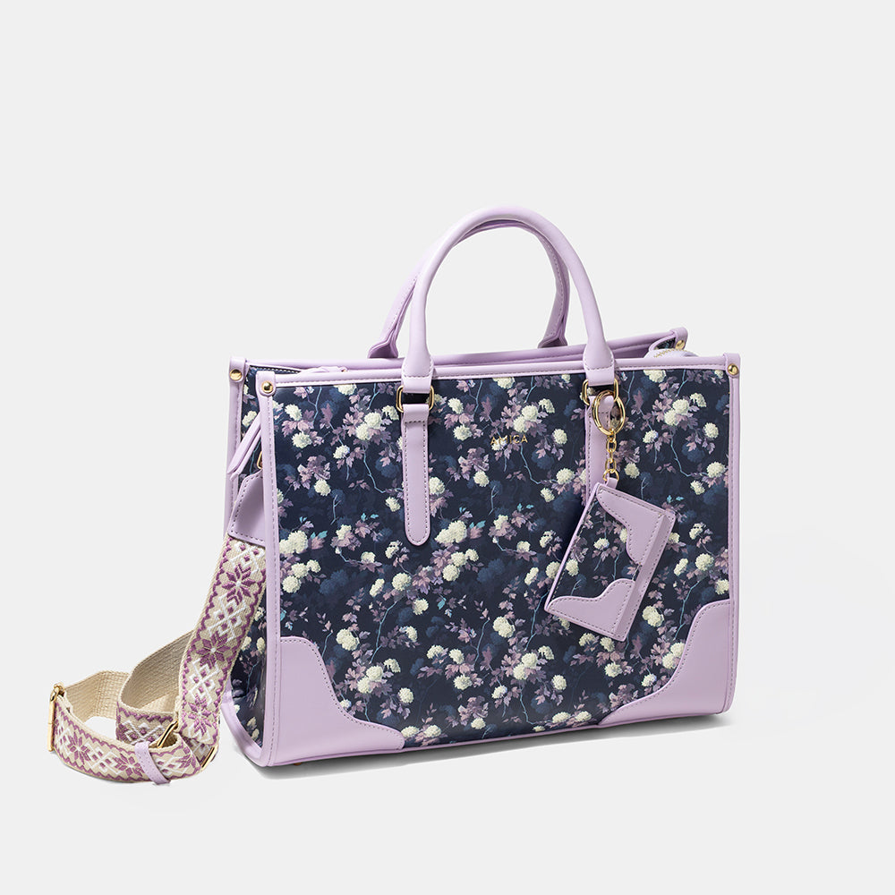 AMICA Ella Floral Tote Bag for Women - Purple