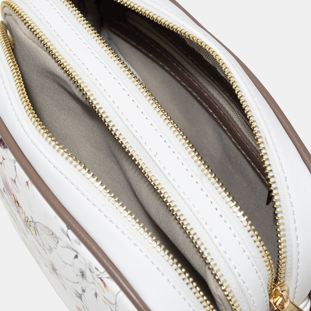 AMICA Flores Floral Crossbody Bag for Women - White