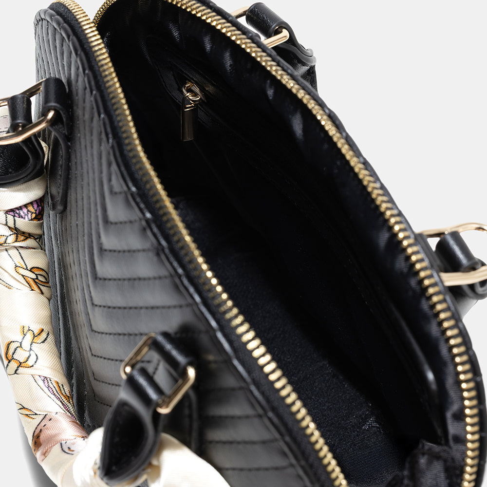 AMICA Junes Ladies Vegan Leather Dome Shaped Mini Crossbody Bag - Black