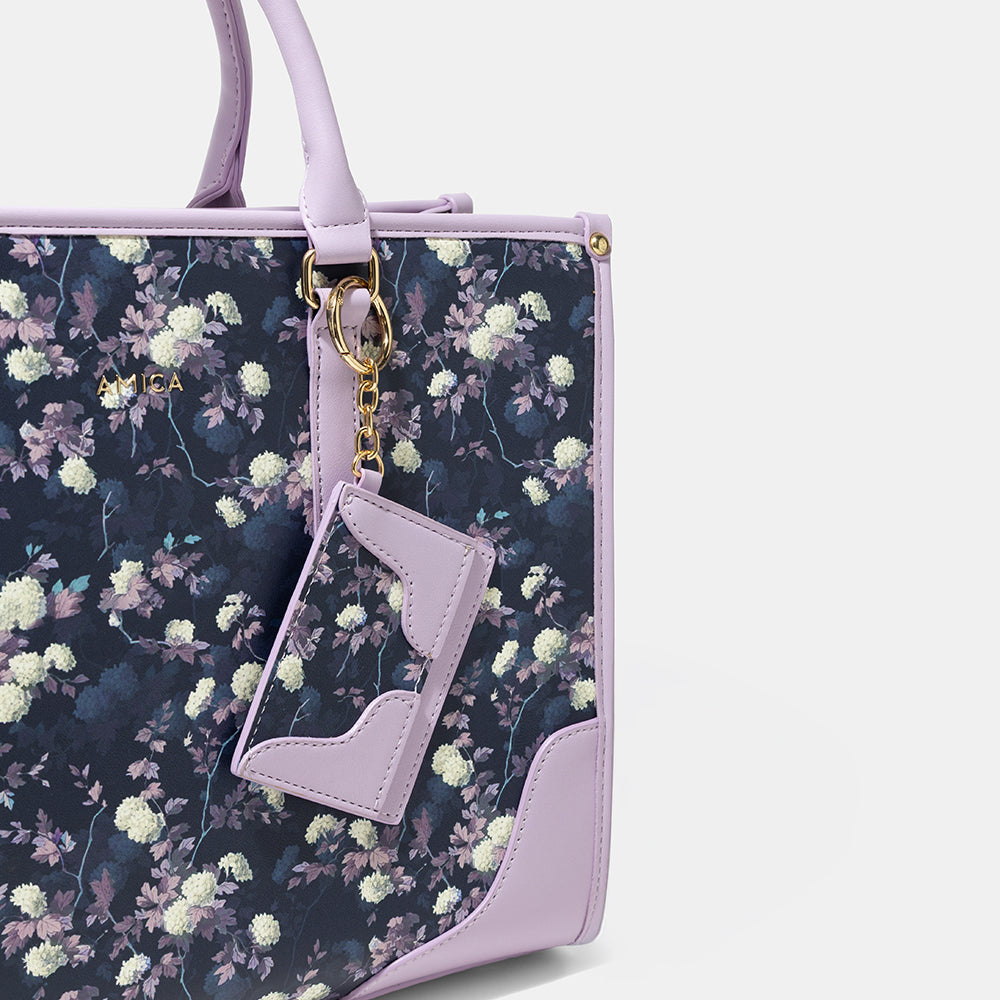 AMICA Ella Floral Tote Bag for Women - Purple