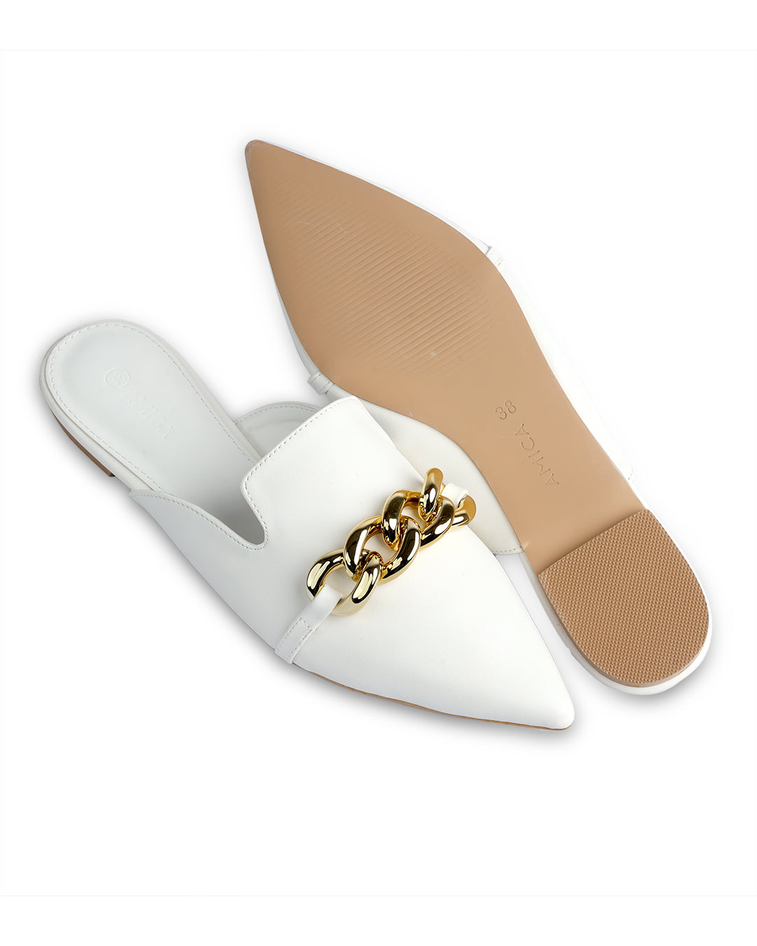 Amica White Mules