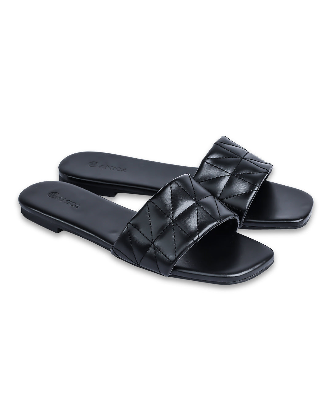 Amica Black Flat Sandals