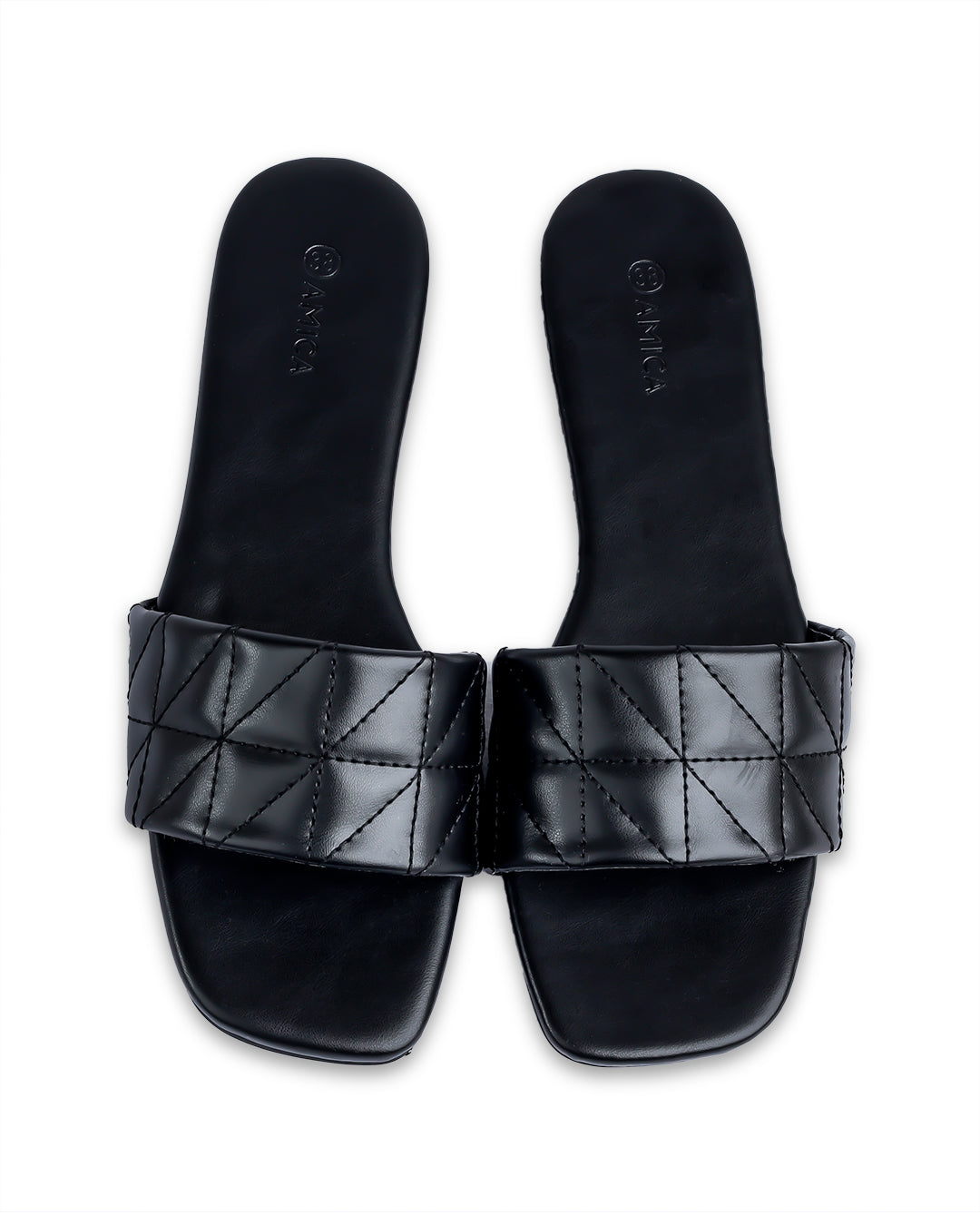 Amica Black Flat Sandals