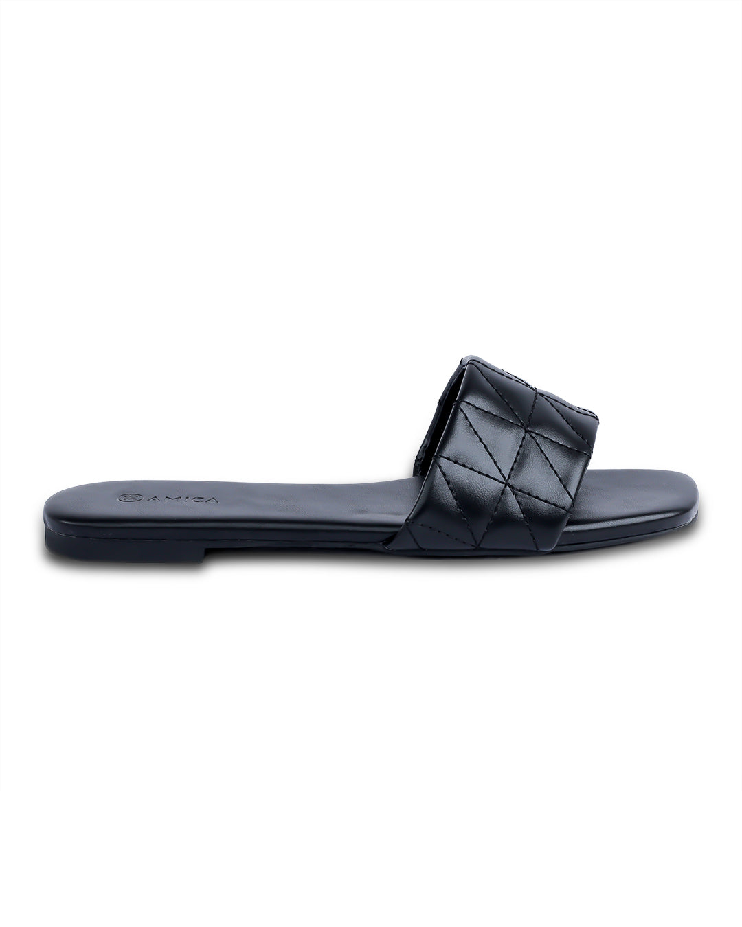 Amica Black Flat Sandals