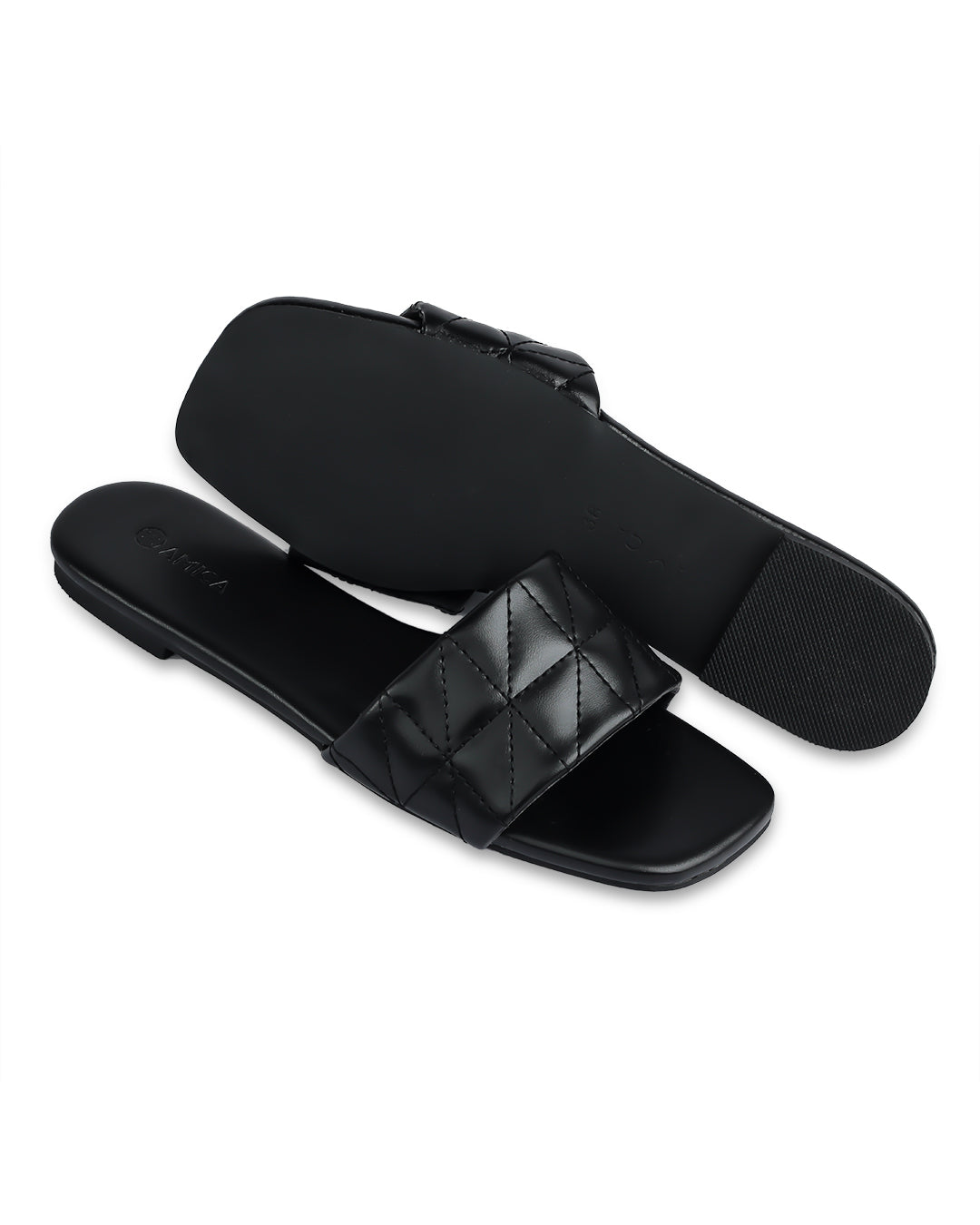 Amica Black Flat Sandals