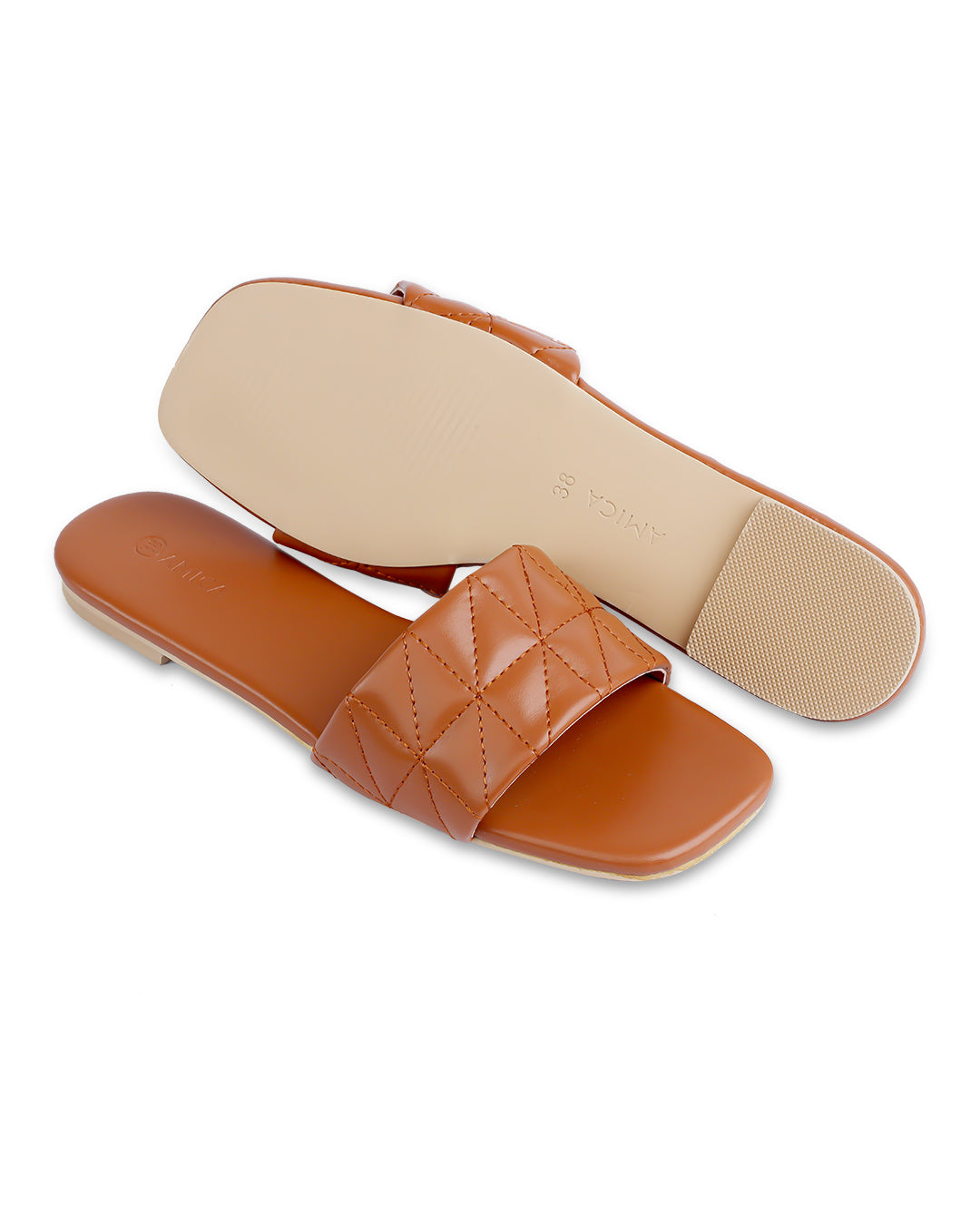 Amica Camel Flat Sandals