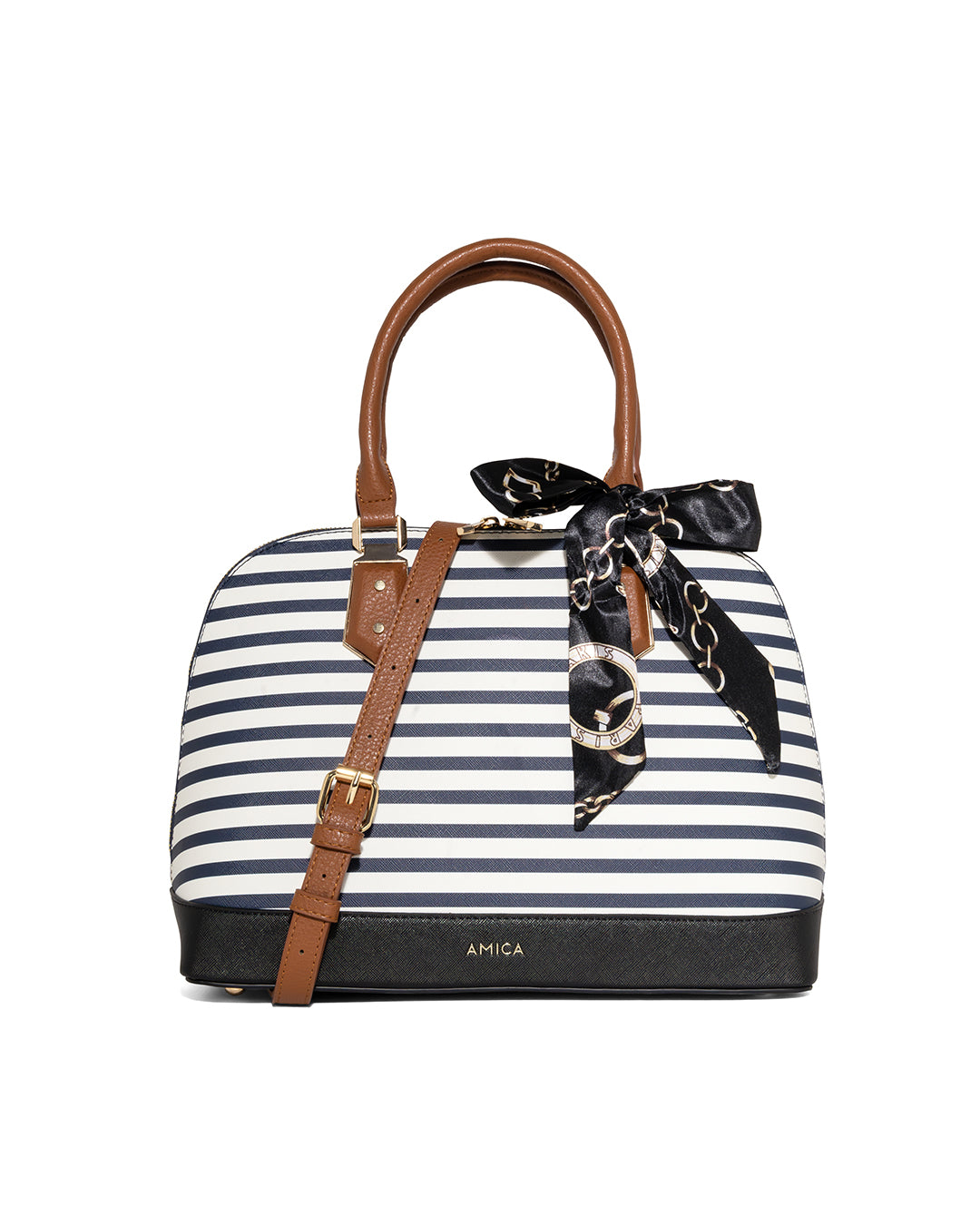 AMICA Balia Navy Blue Stripes Ladies Handbag