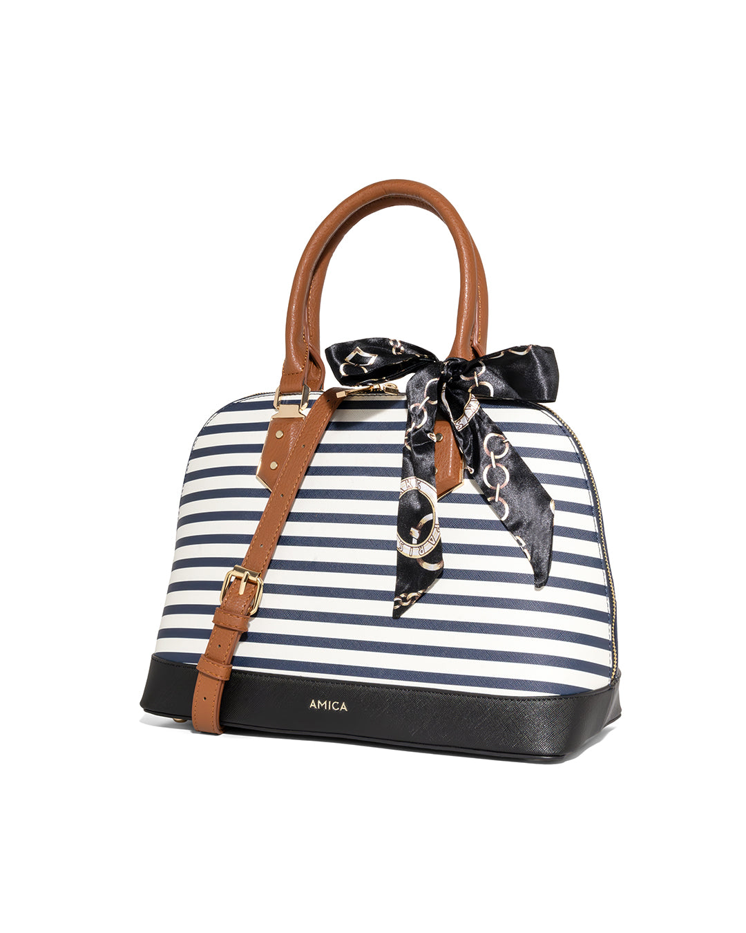 AMICA Balia Navy Blue Stripes Ladies Handbag