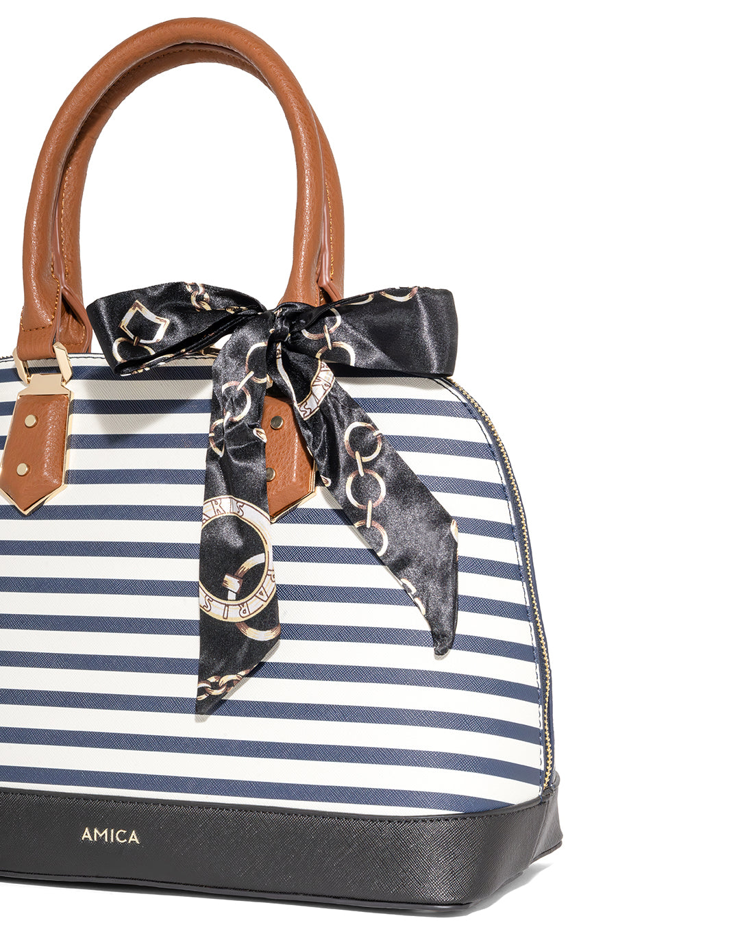 AMICA Balia Navy Blue Stripes Ladies Handbag