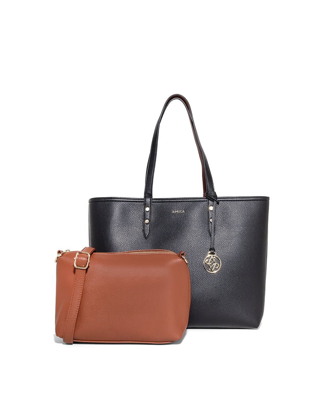 Amica Leonie Black/Tan Tote Bag