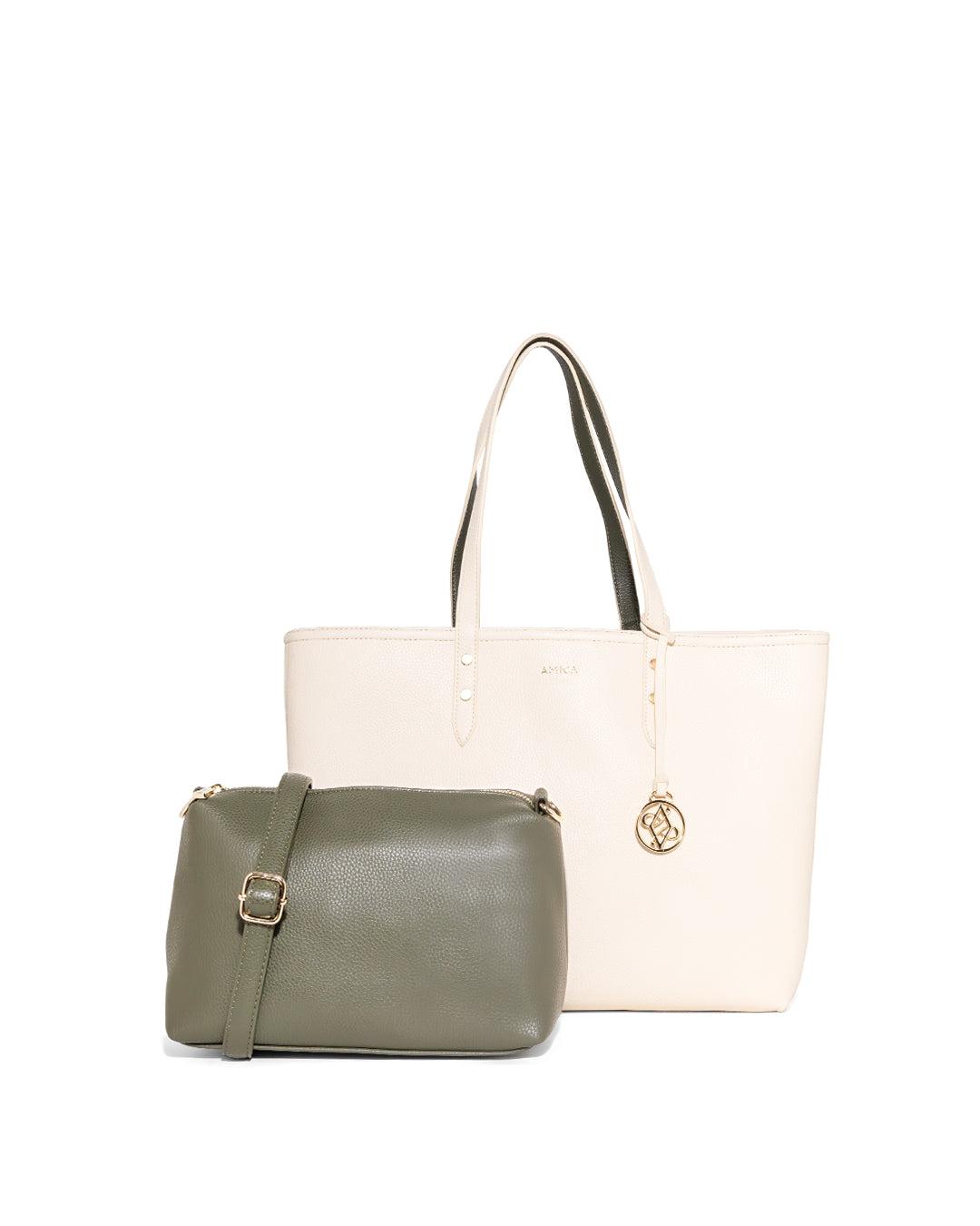 Amica Leonie Beige/Olive Tote Bag