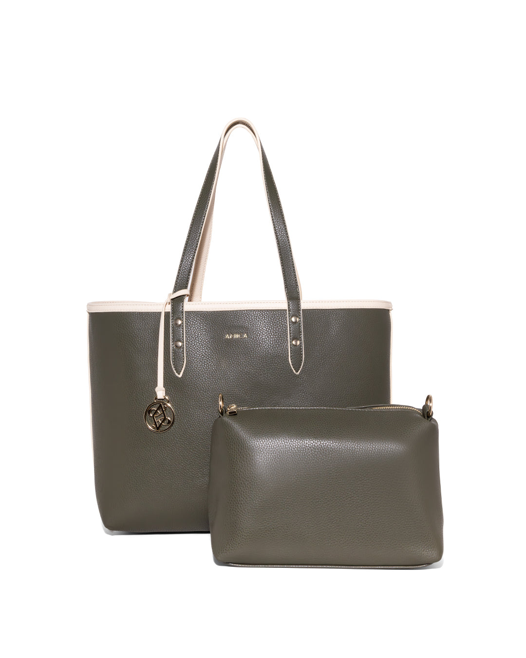 Amica Leonie Beige/Olive Tote Bag