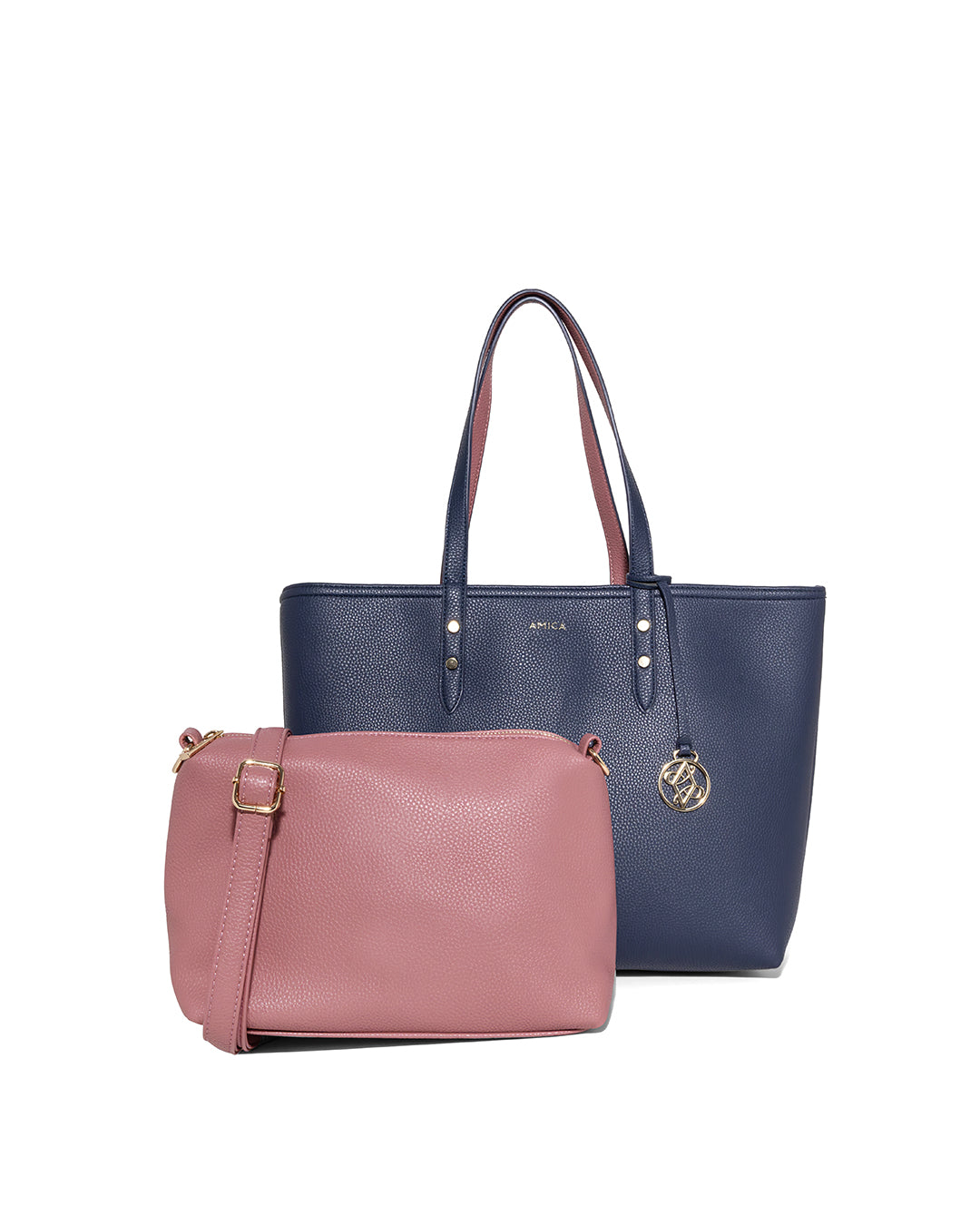 Amica Leonie Navy-Blue/Maroon Tote Bag