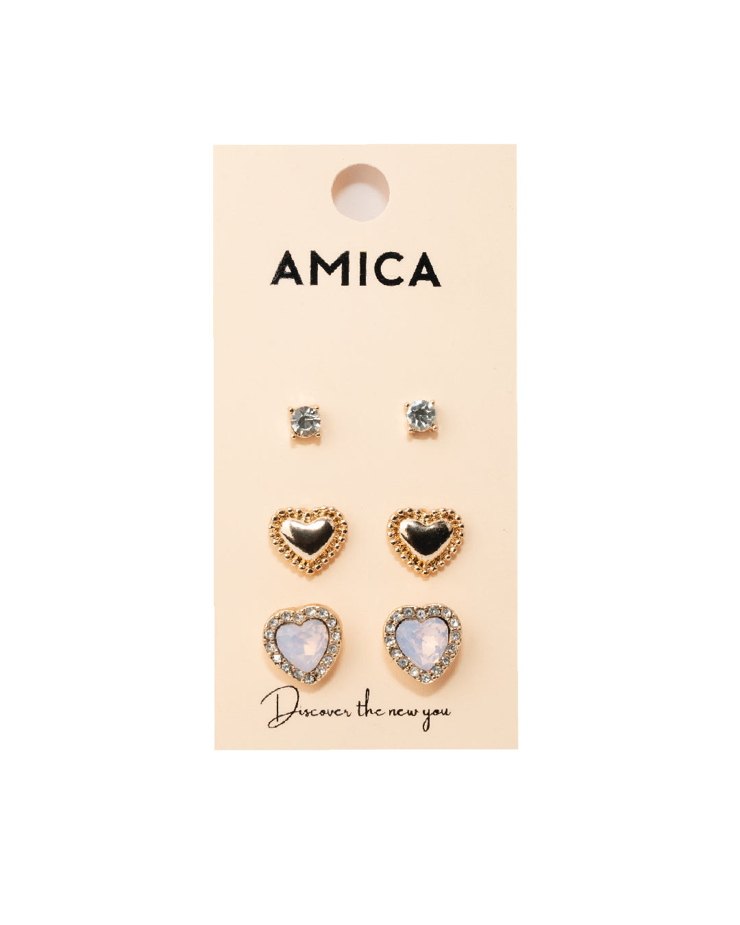 Amica Light Gold Metallic Gold-Plated Multipack Earrings