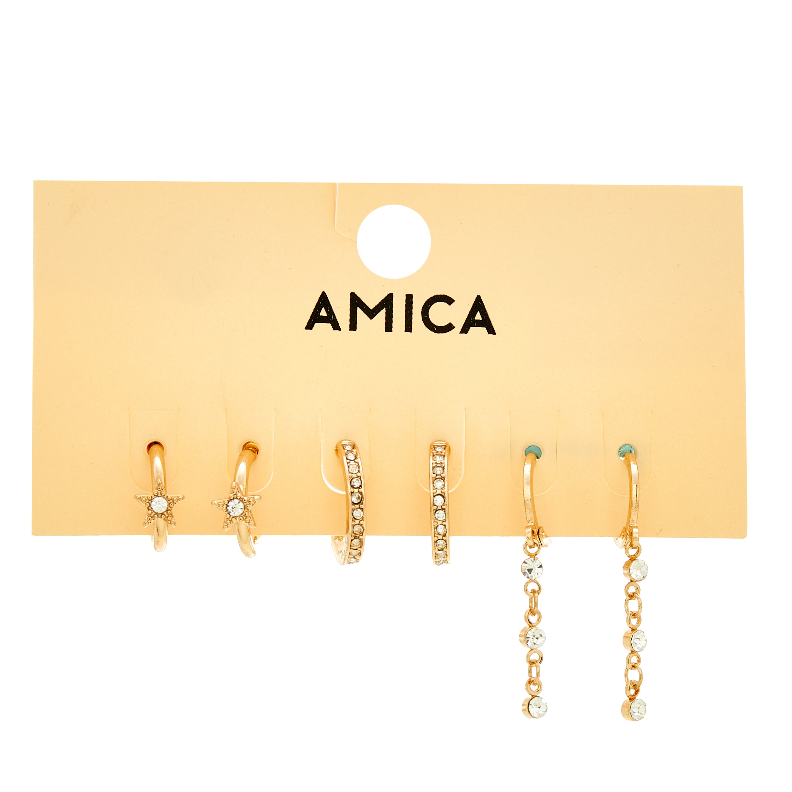 Amica Light Gold Metallic Gold-Plated Multipack Earrings