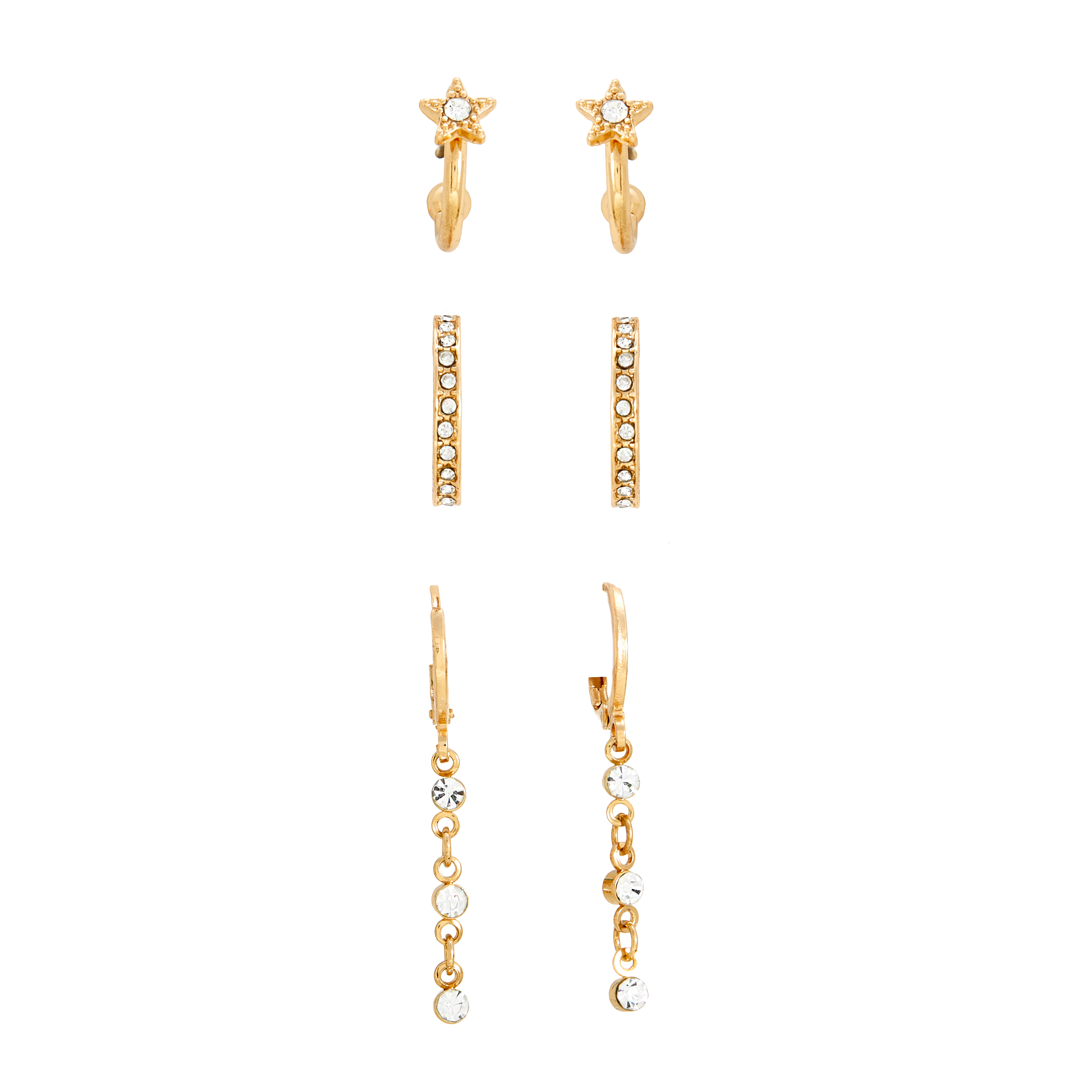 Amica Light Gold Metallic Gold-Plated Multipack Earrings