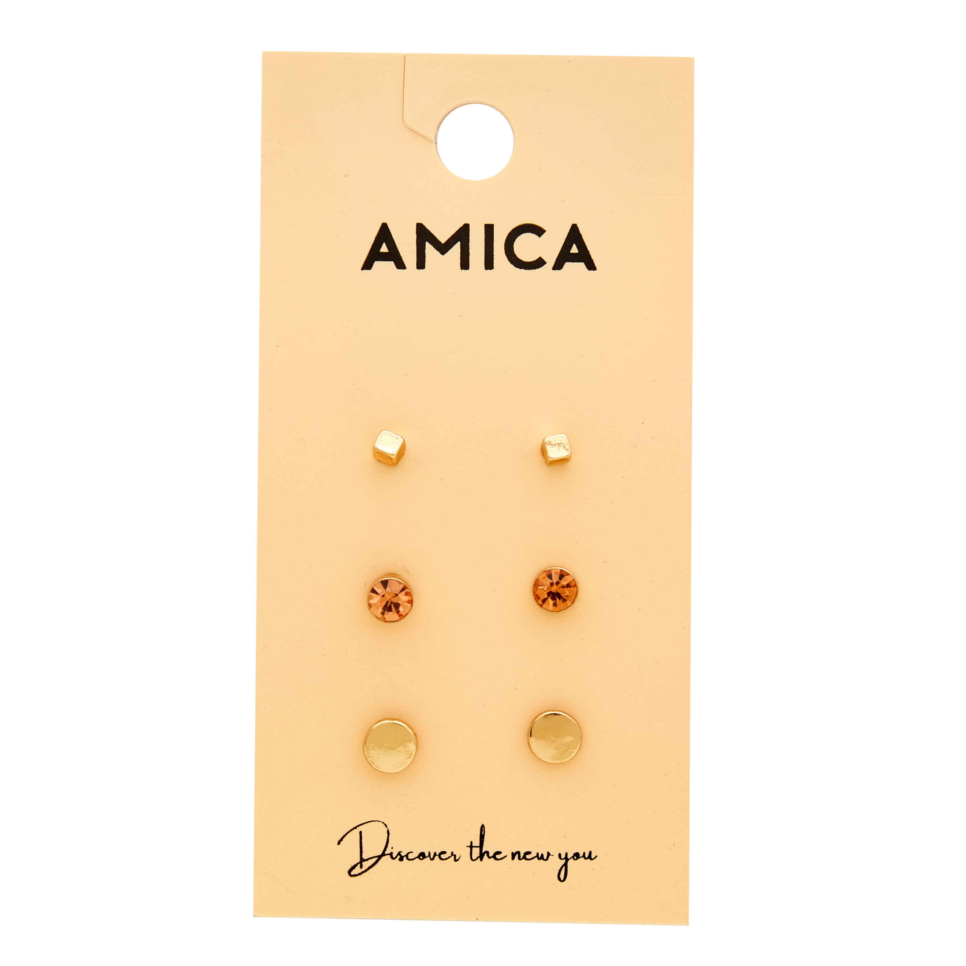 Amica Light Gold Metallic Gold-Plated Multipack Earrings