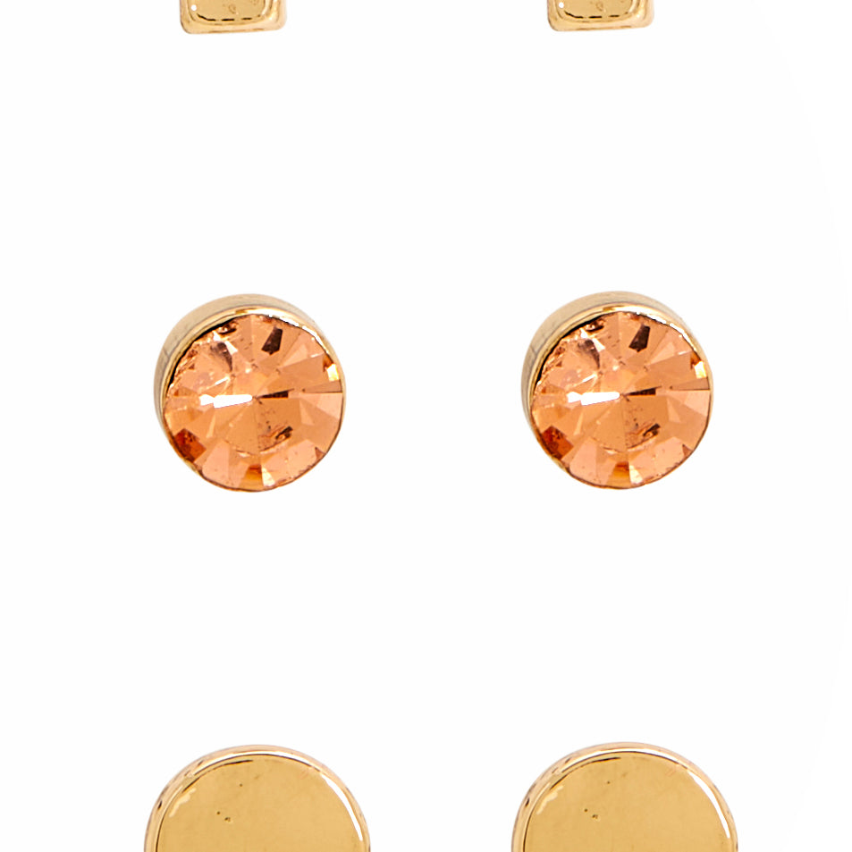 Amica Light Gold Metallic Gold-Plated Multipack Earrings