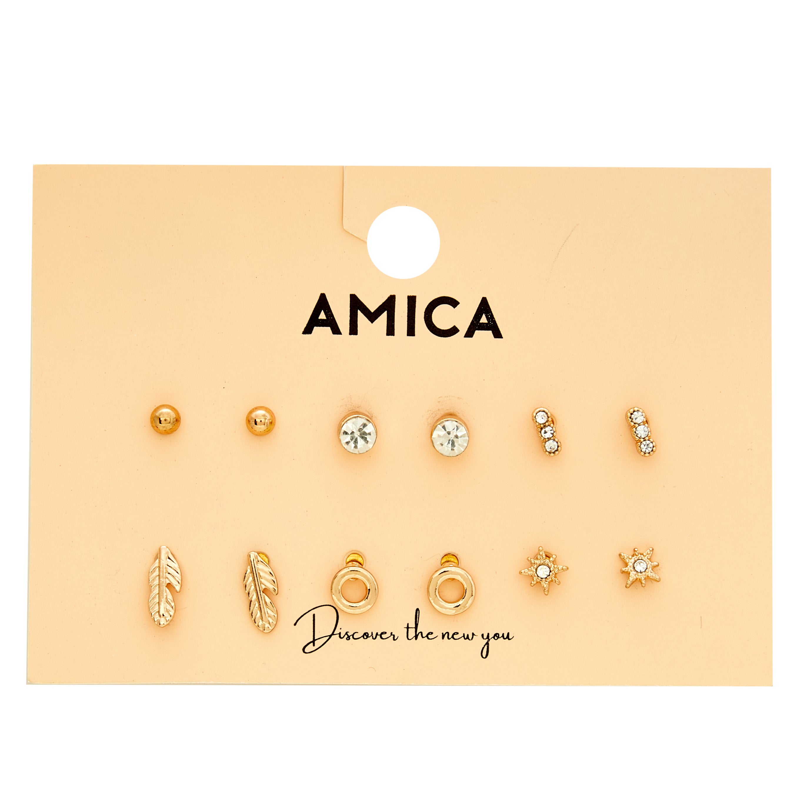 Amica 淺金金屬鍍金多件耳環套裝