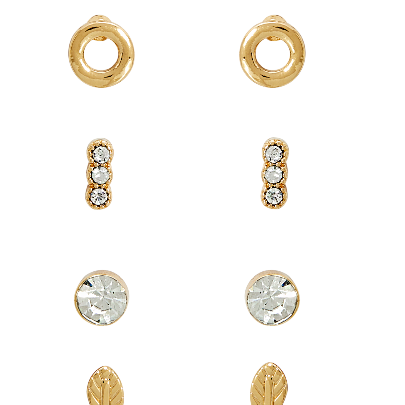 Amica Light Gold Metallic Gold-Plated Multipack Earrings set