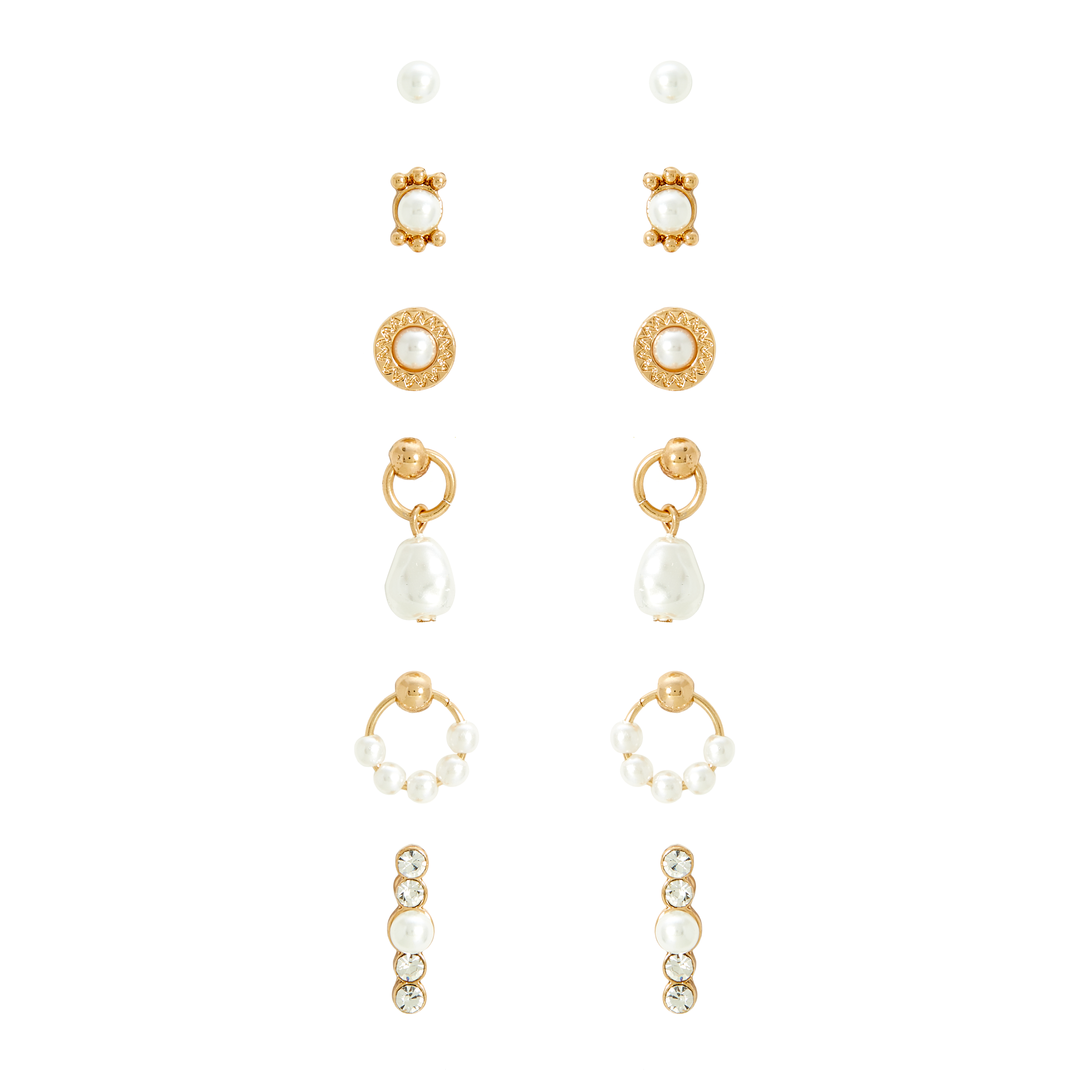 Amica Light Gold Metallic Gold Plated Multipack Earrings