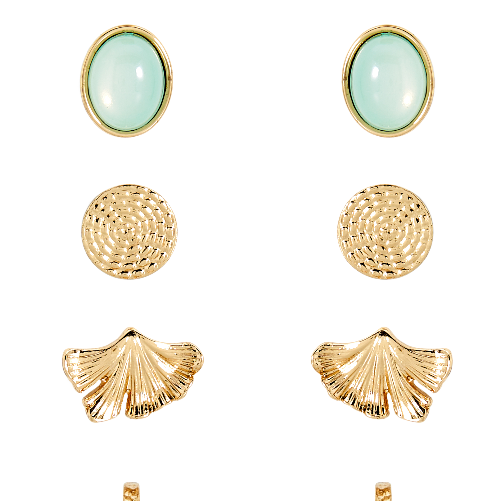 Amica Light Gold Metallic Gold Plated Multipack Earrings set