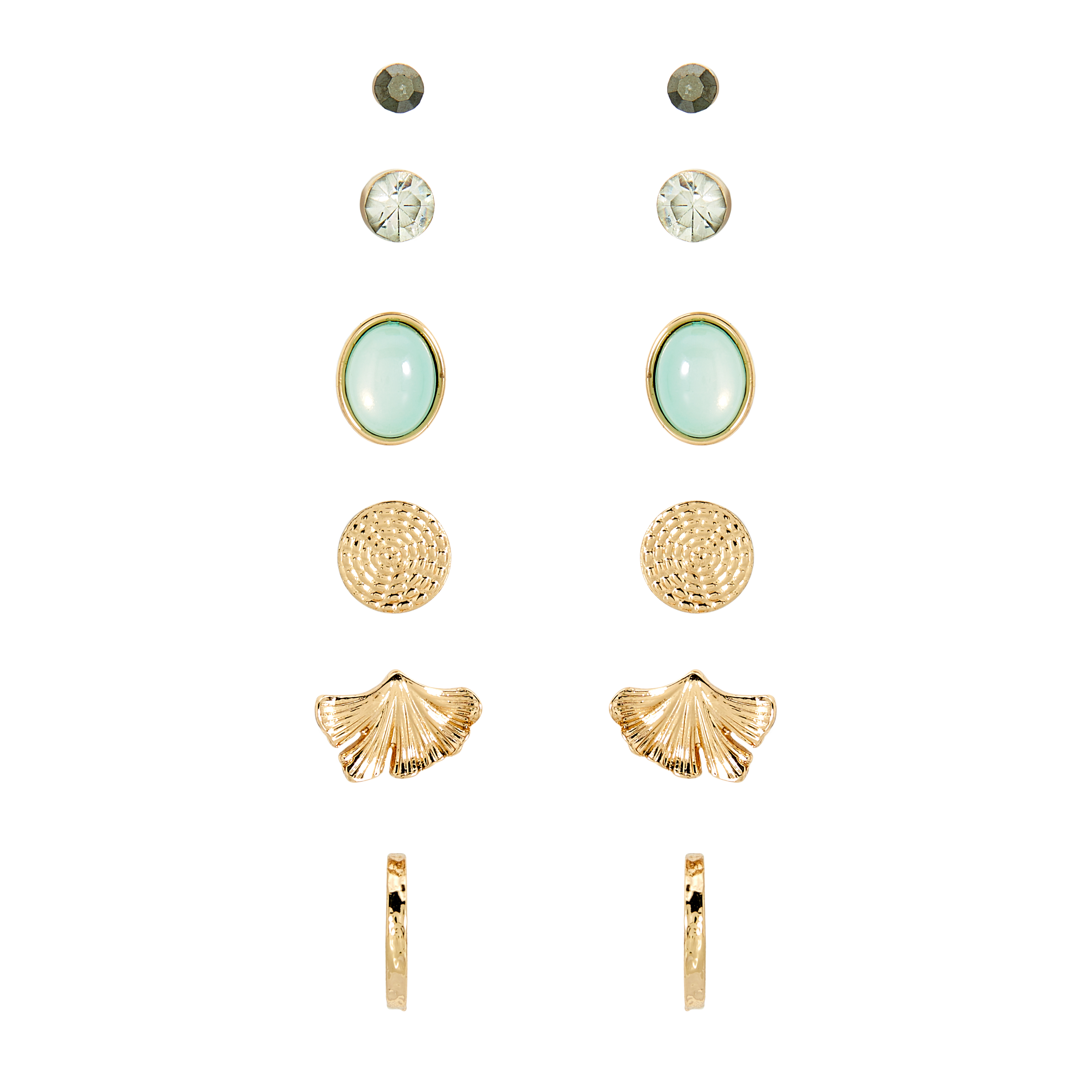 Amica Light Gold Metallic Gold Plated Multipack Earrings set