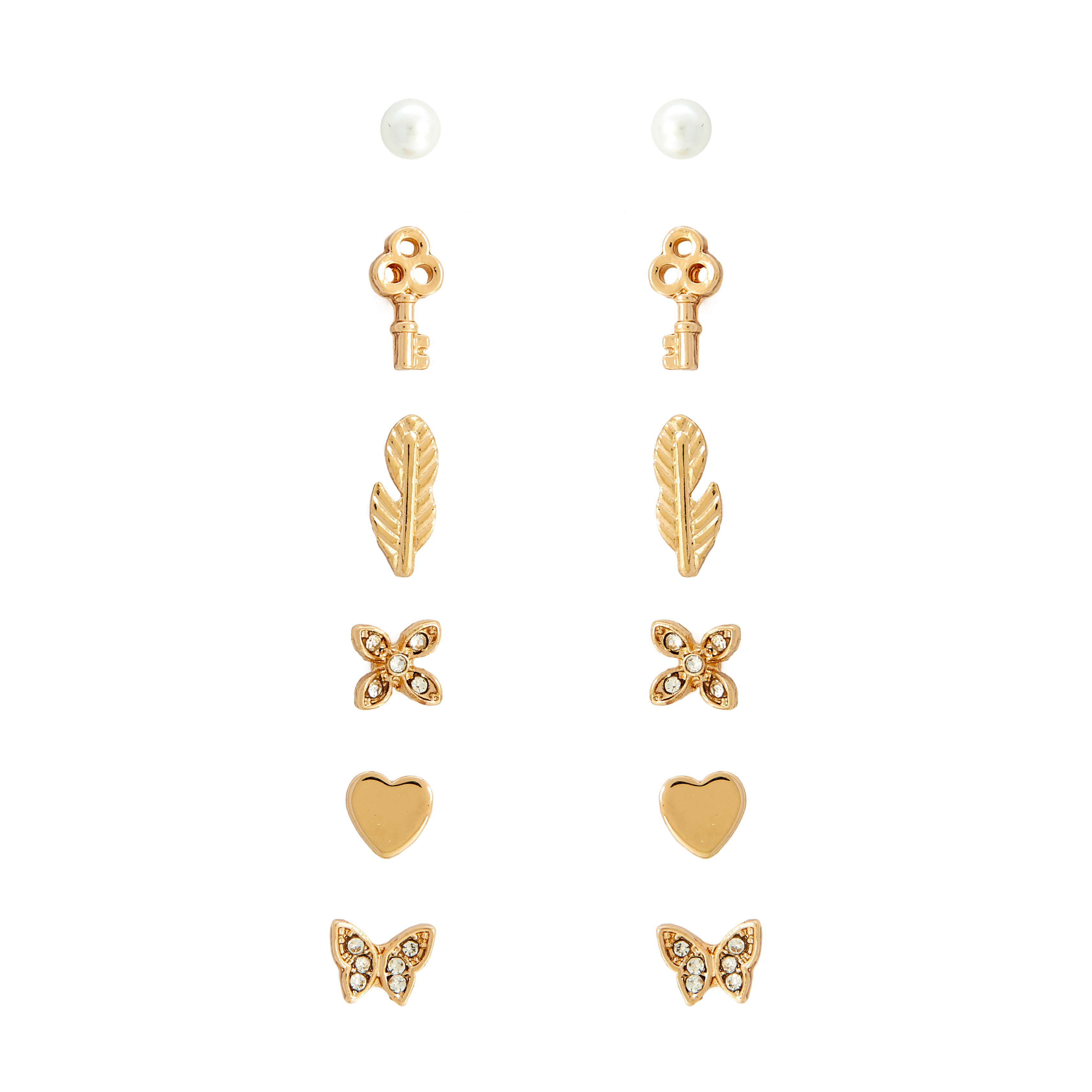 Amica Light Gold Metallic Gold-Plated Multipack Earrings set