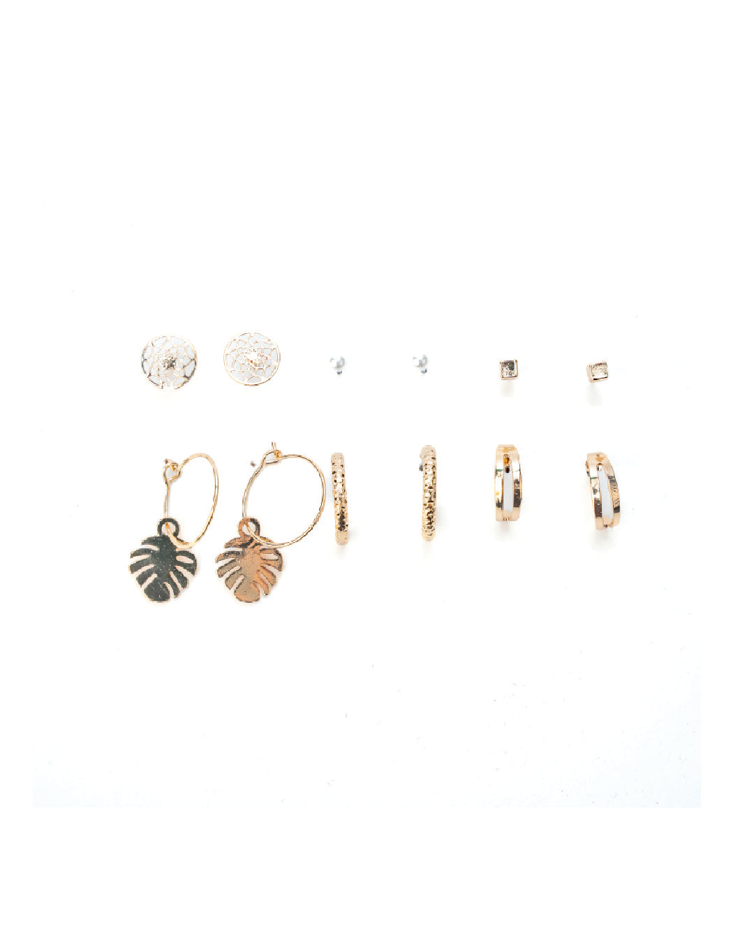 Amica Light Gold Metallic Gold-Plated Multipack Earrings set