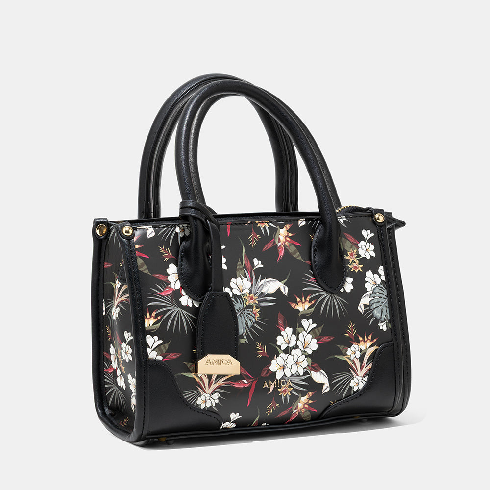 AMICA Flori Medium Tote Bag for Girls & Women - Black