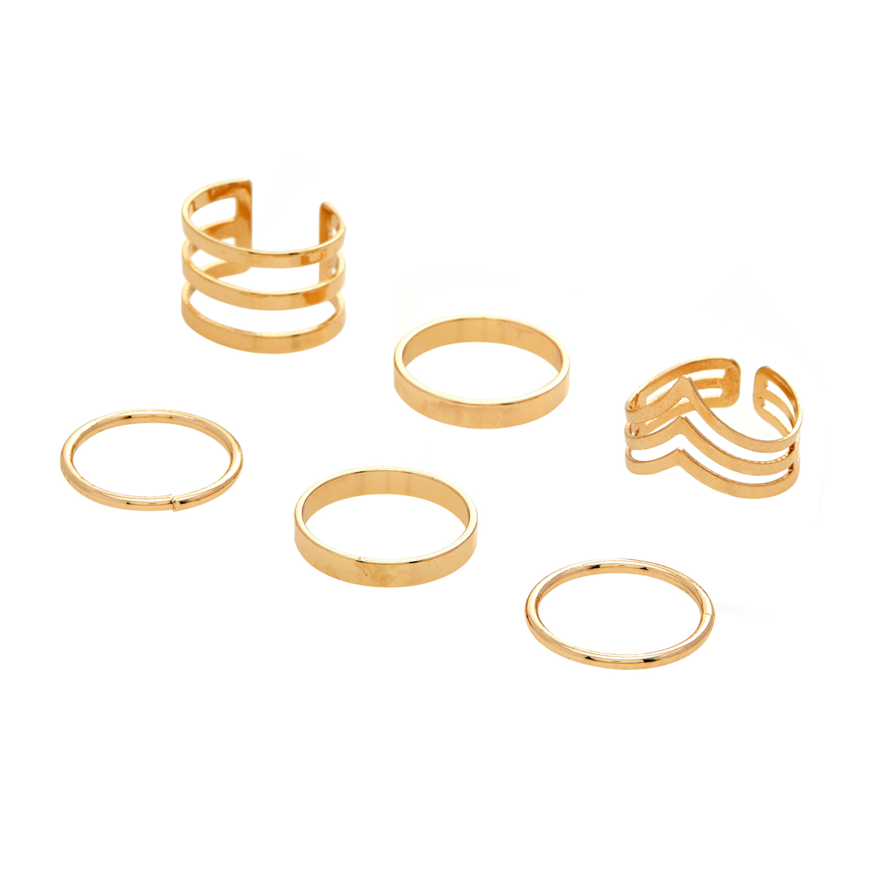 Amica Light Gold Metallic Gold-Plated Multipack Ring Set