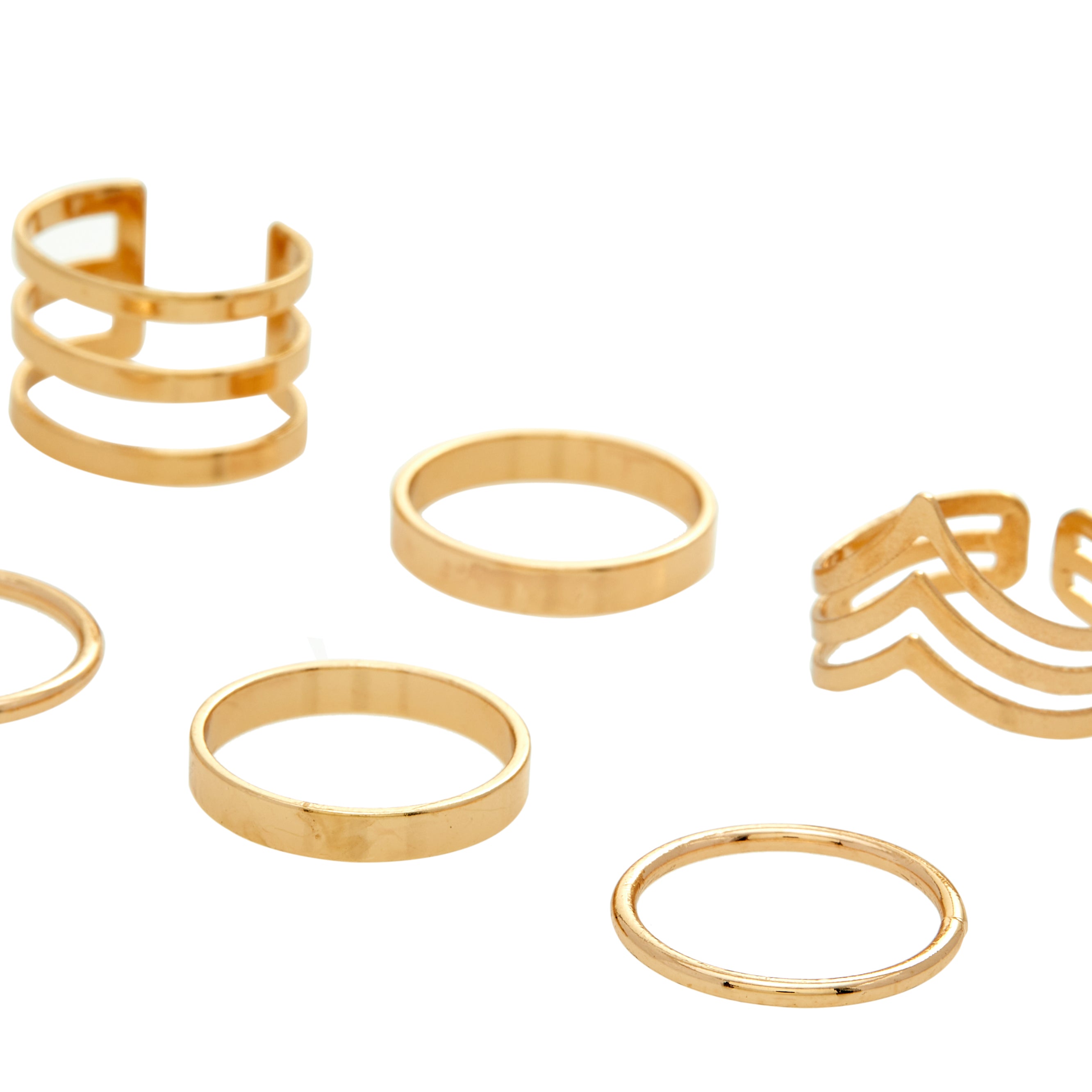 Amica Light Gold Metallic Gold-Plated Multipack Ring Set