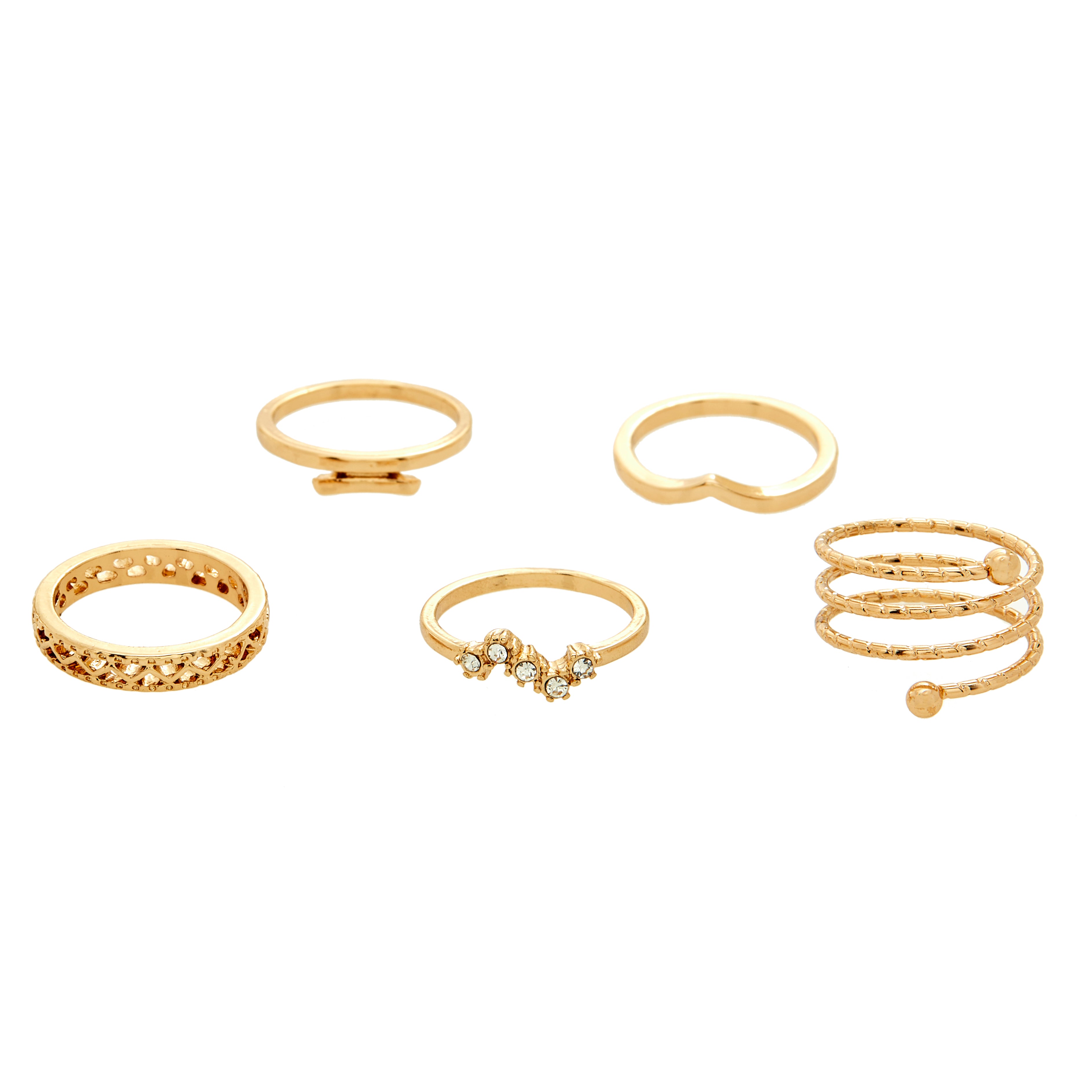 Amica Light Gold Metallic Gold-Plated Multipack Ring Set