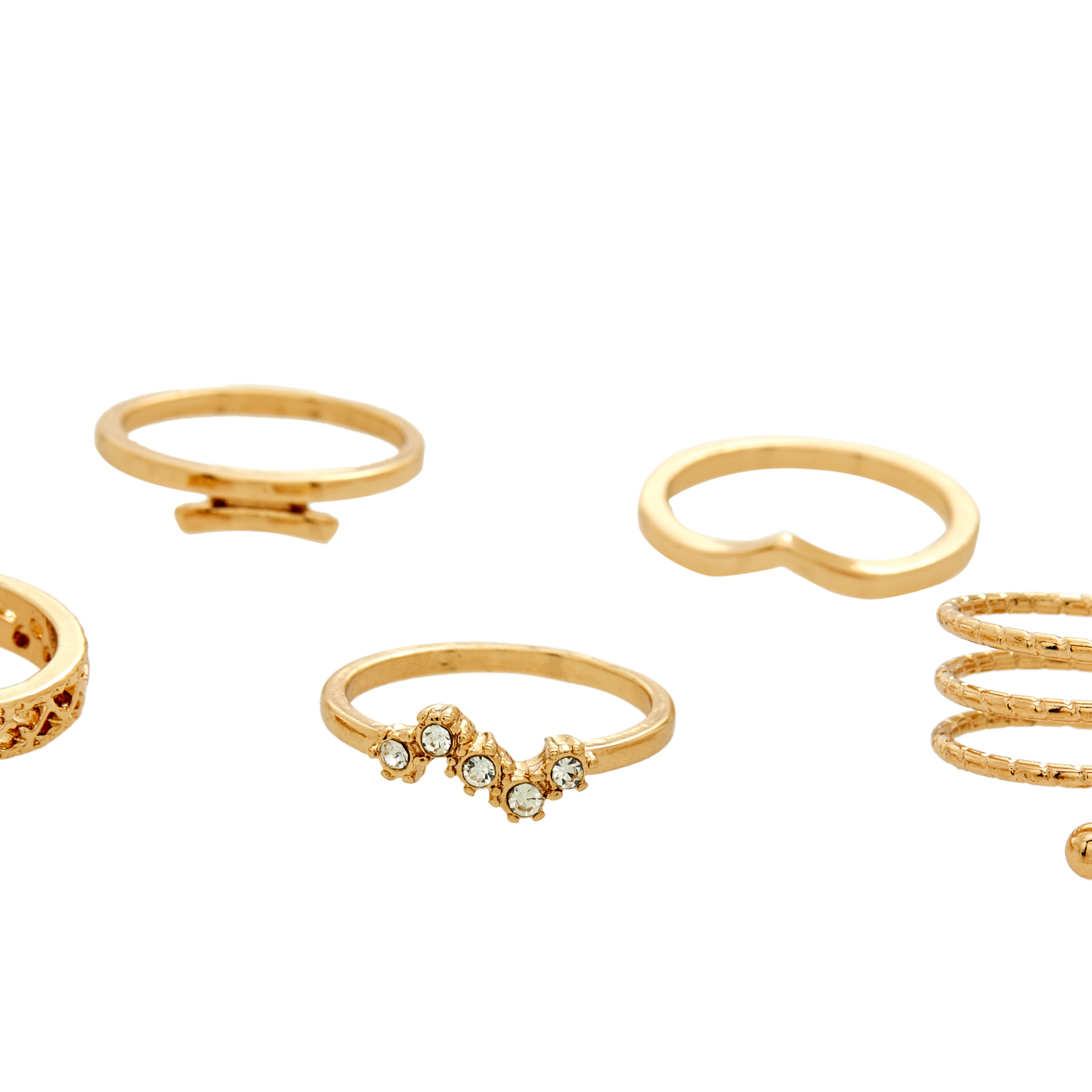 Amica Light Gold Metallic Gold-Plated Multipack Ring Set