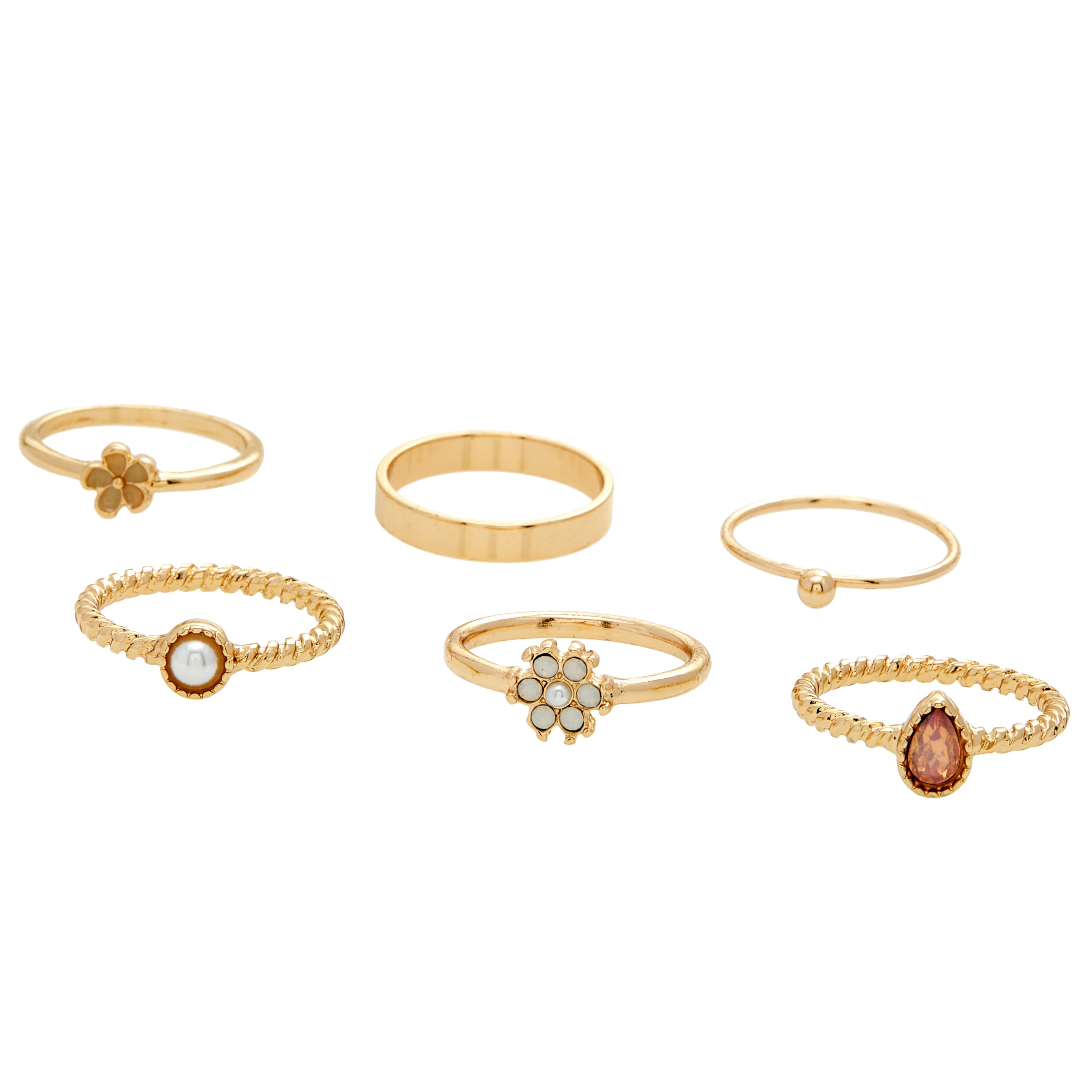 Amica Light Gold Metallic Gold-Plated Multipack Ring Set