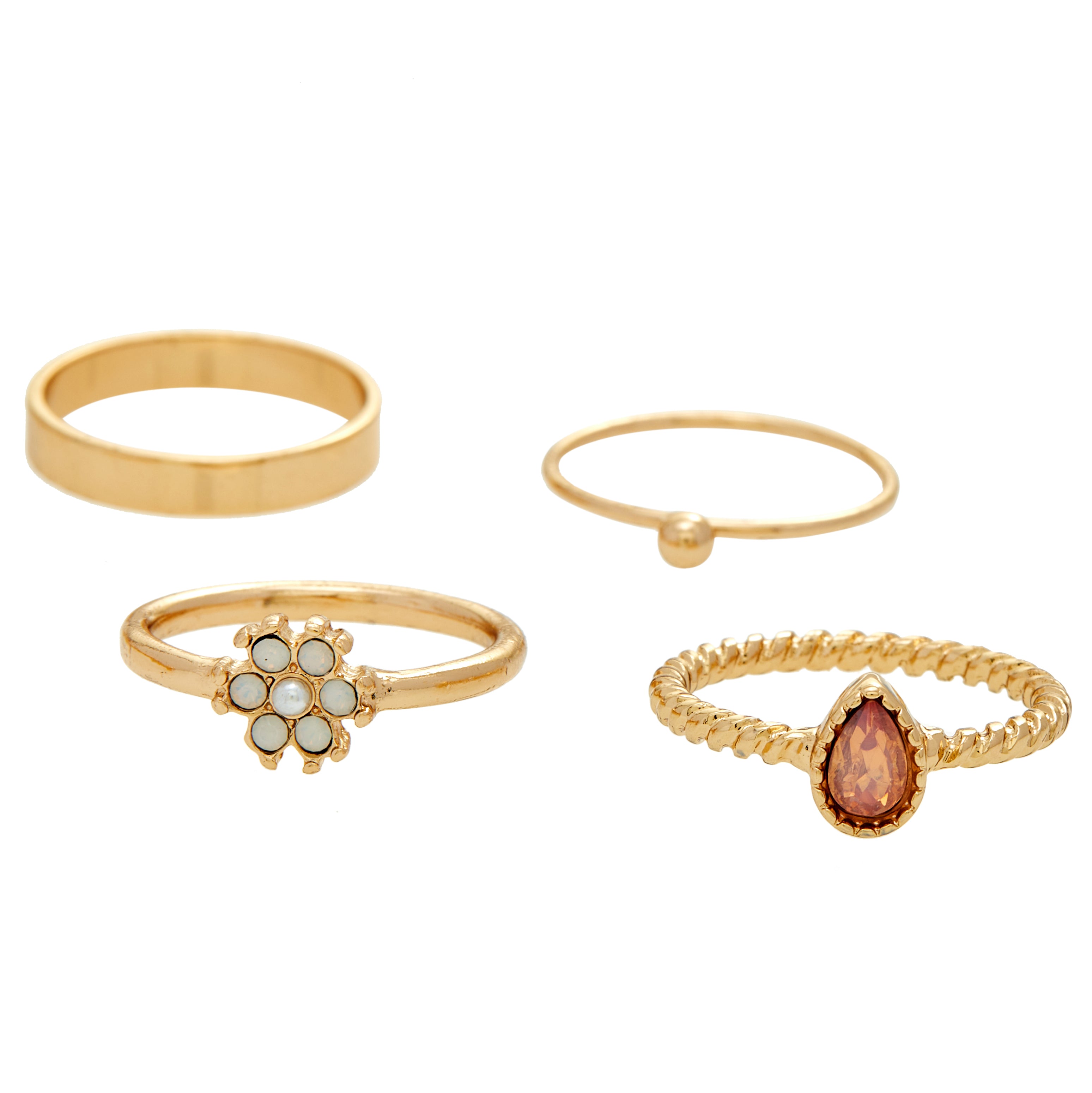 Amica Light Gold Metallic Gold-Plated Multipack Ring Set