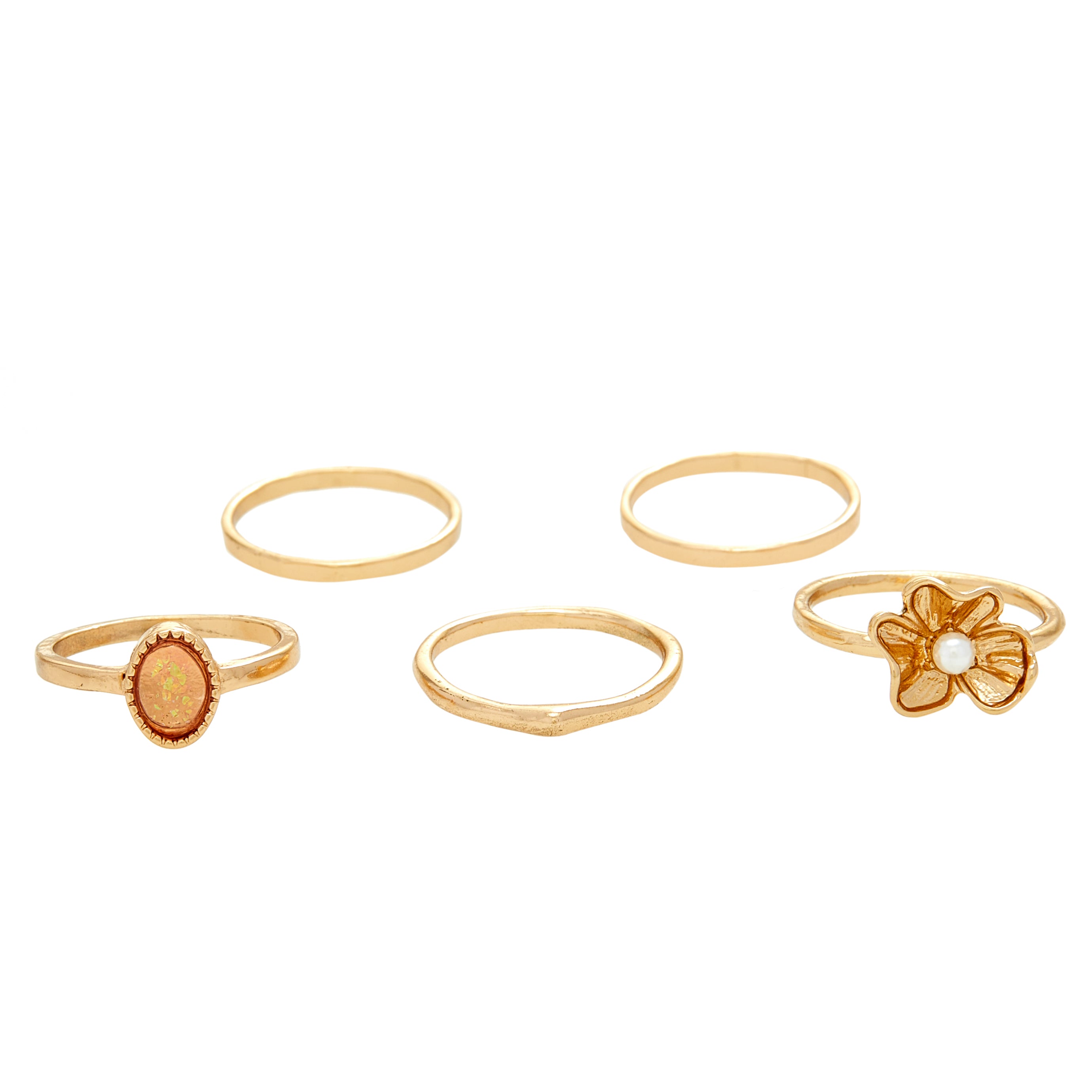 Amica Light Gold Metallic Gold-Plated Multipack Ring Set