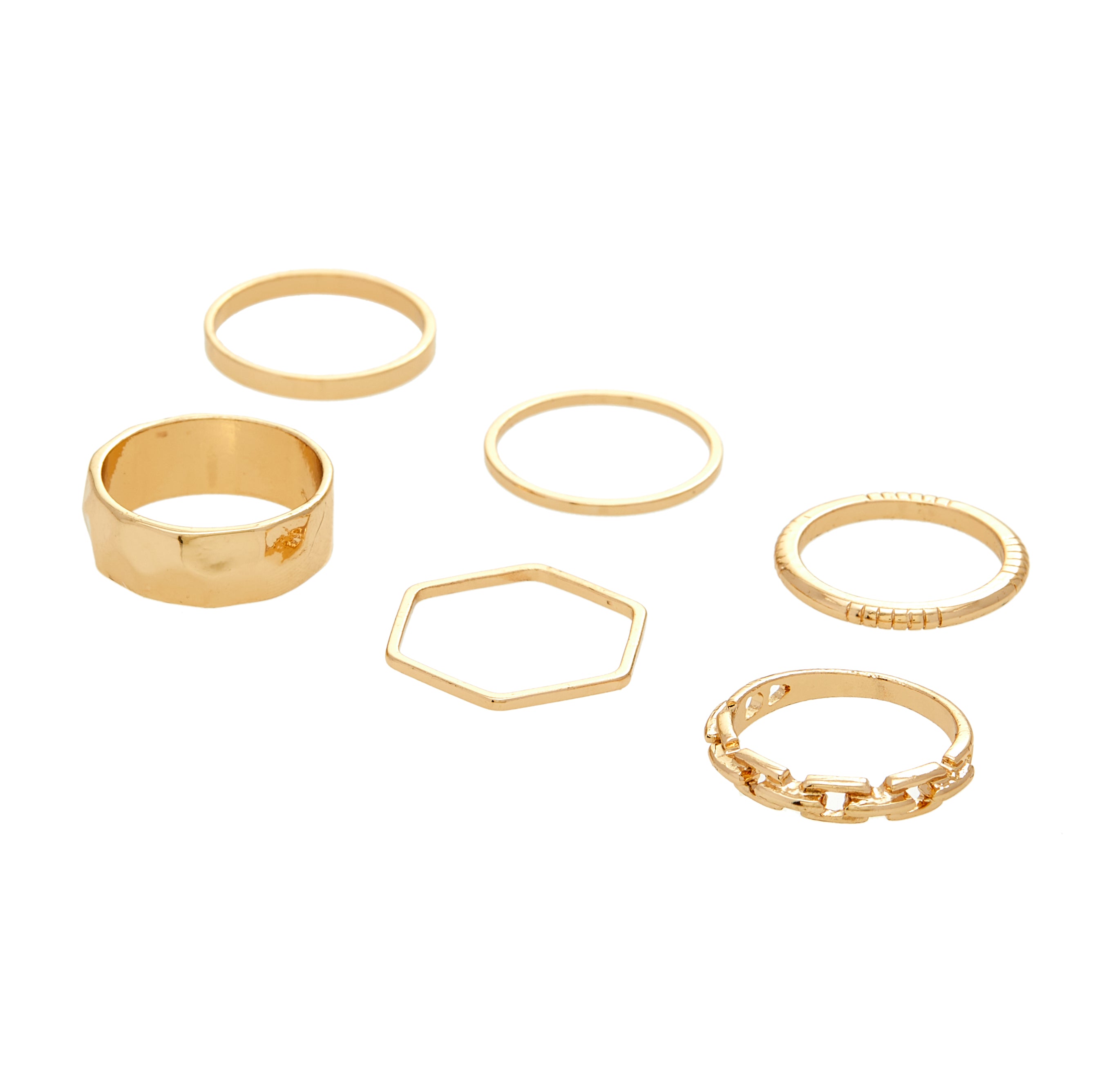 Amica Light Gold Metallic Gold-Plated Multipack Ring Set