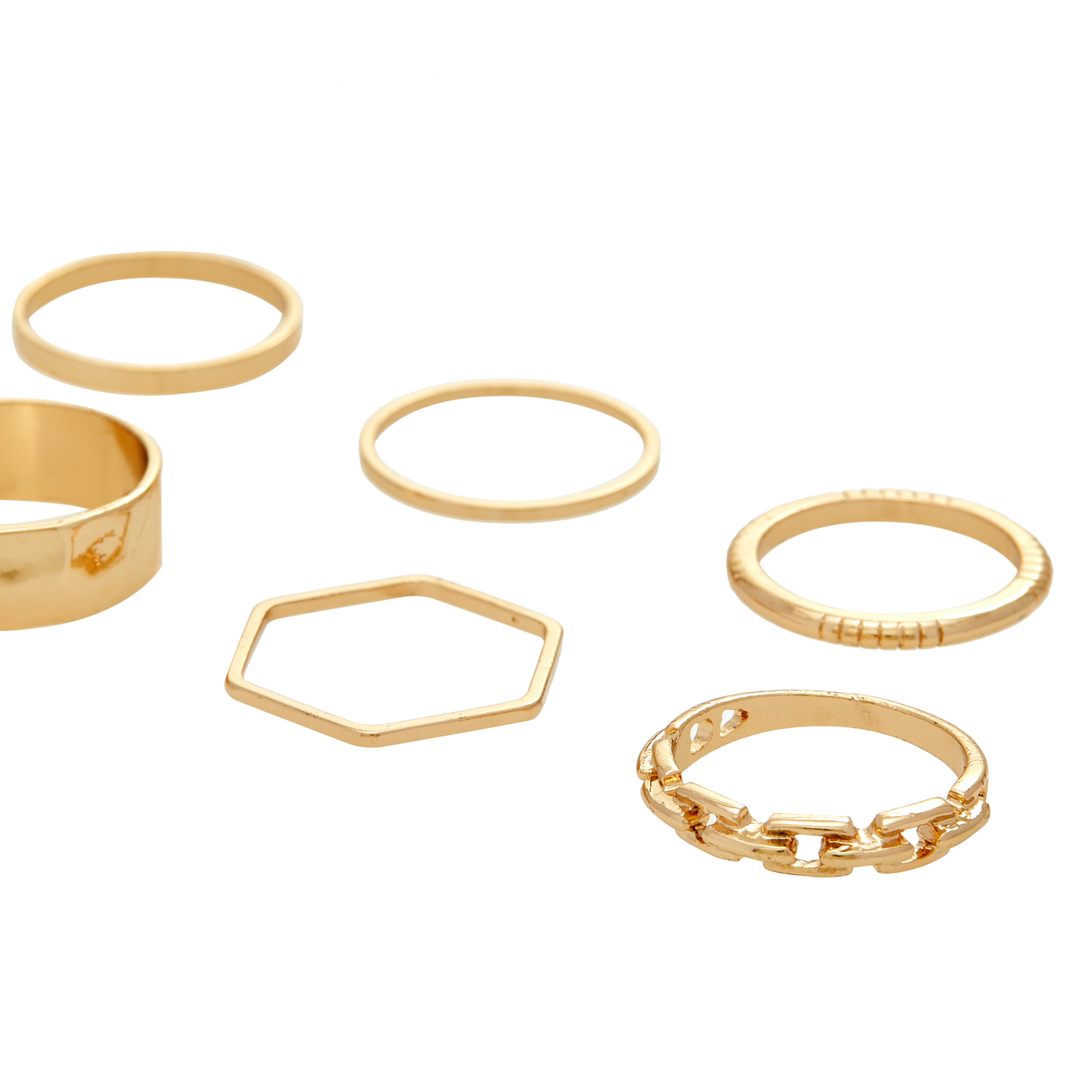 Amica Light Gold Metallic Gold-Plated Multipack Ring Set