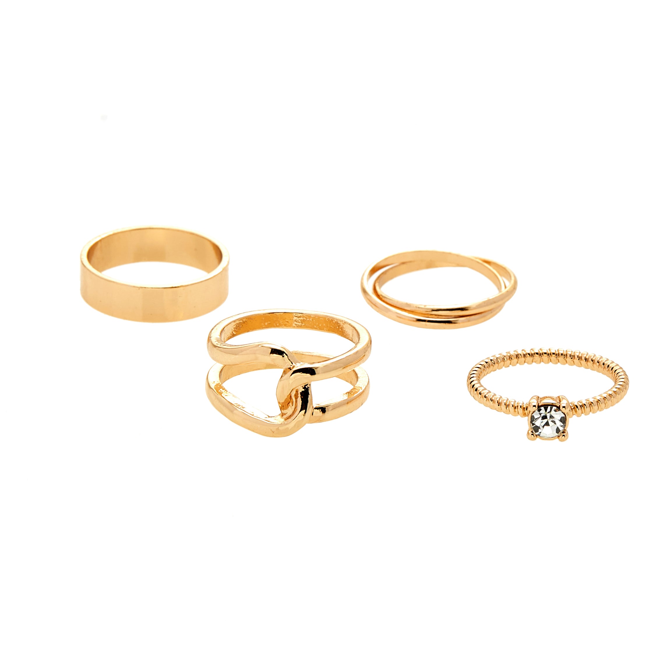 Amica Light Gold Metallic Gold-Plated Multipack Ring Set