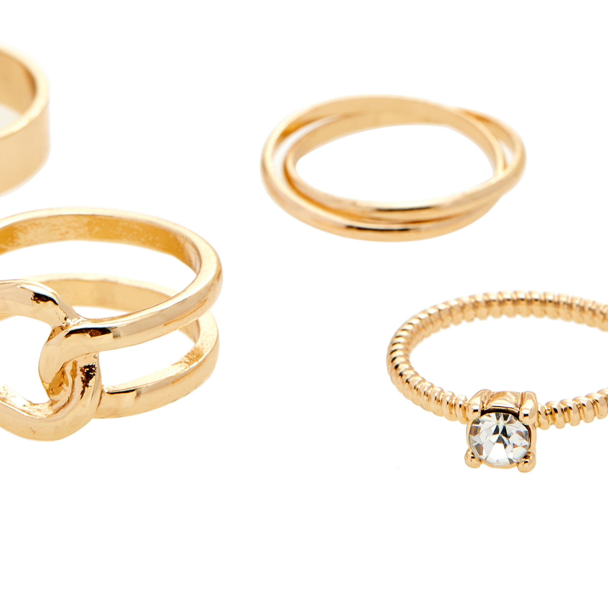 Amica Light Gold Metallic Gold-Plated Multipack Ring Set