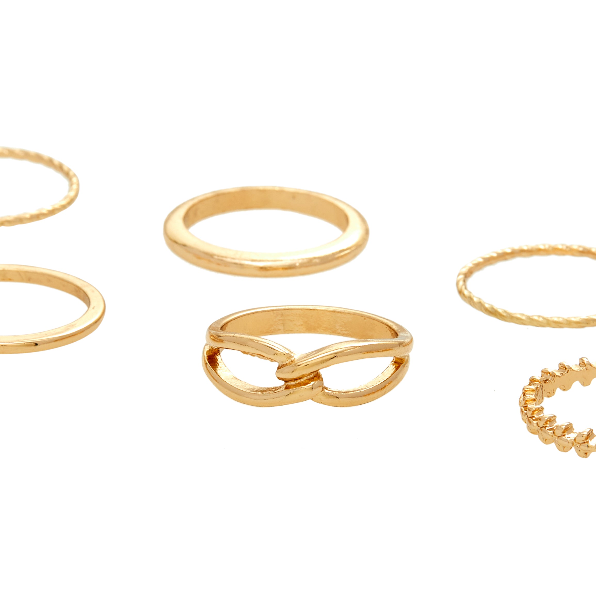 Amica Light Gold Metallic Gold-Plated Multipack Ring Set