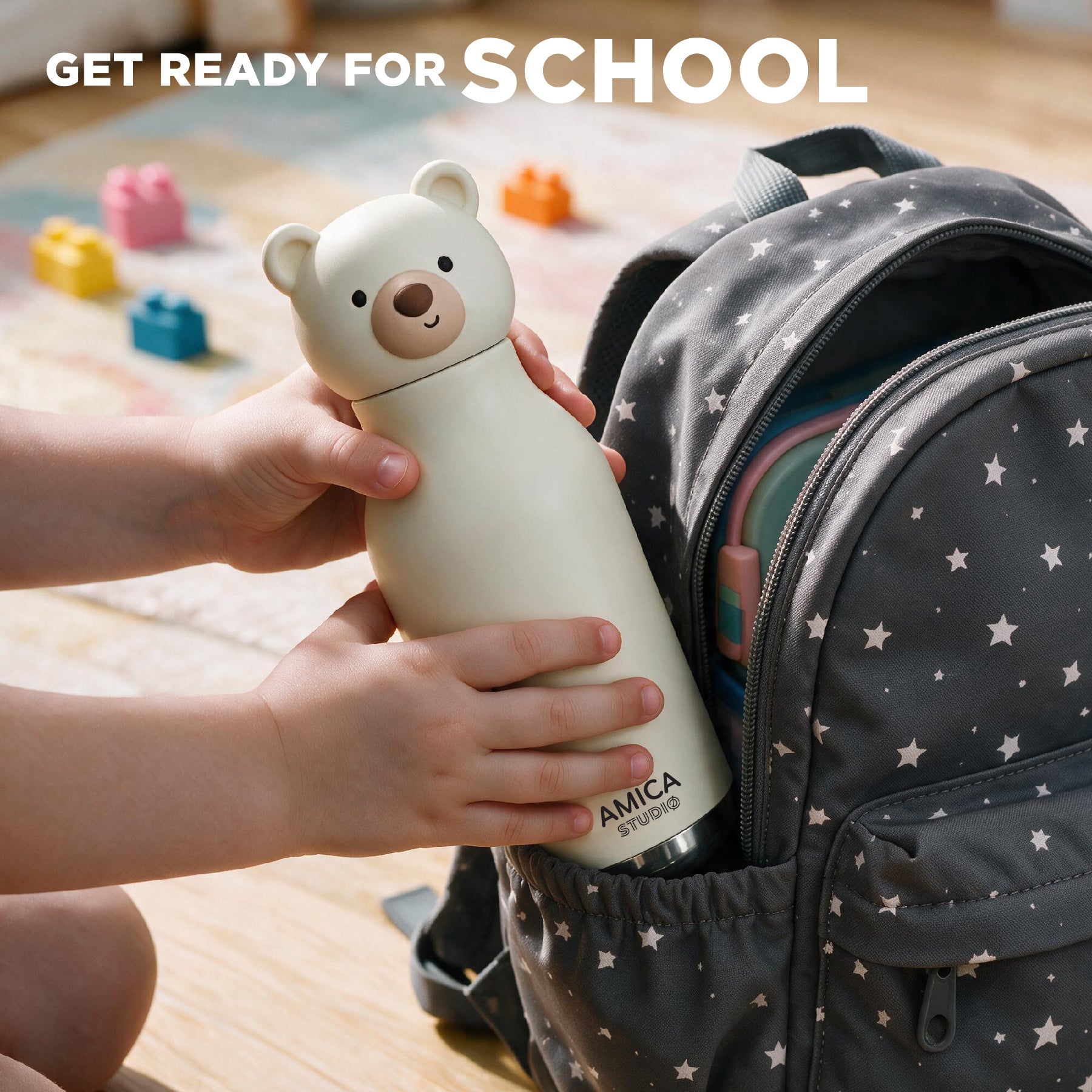 Kids Water Bottle Insulated - Snowy the Polar Bear | AMICA STUDIO