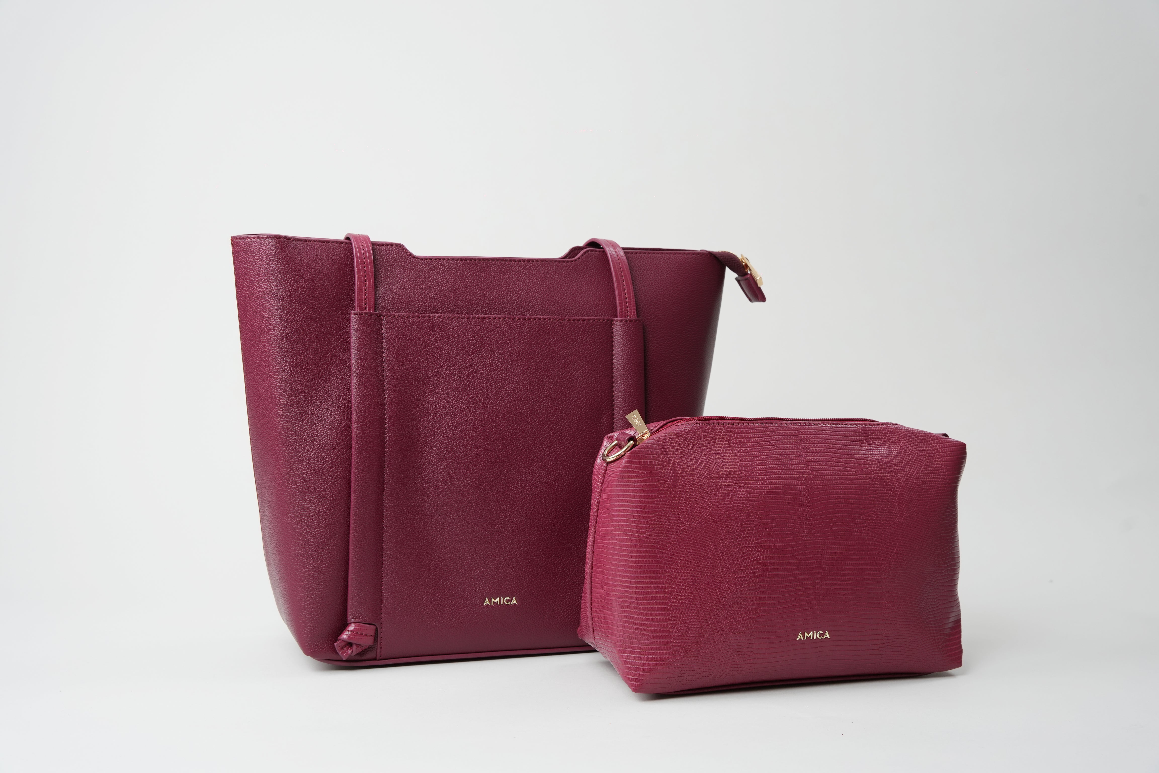 Amica Evelina Wine Red Tote Bag