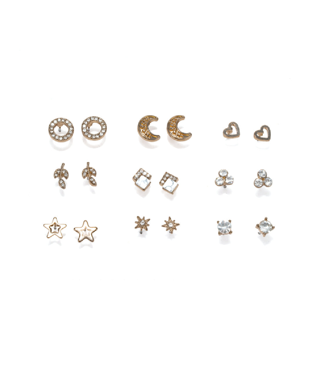 Amica Light Gold Metallic Gold Plated Multipack Earrings set