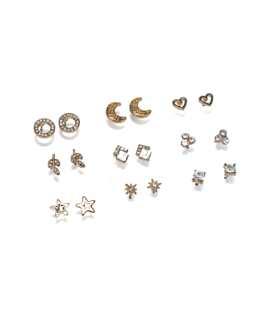 Amica Light Gold Metallic Gold Plated Multipack Earrings set