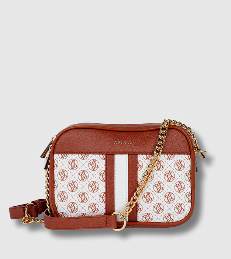 Amica Lois White/Tan Crossbody Bag