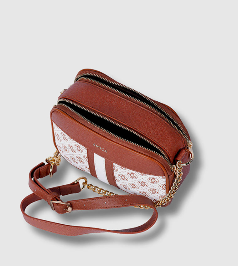 Amica Lois White/Tan Crossbody Bag