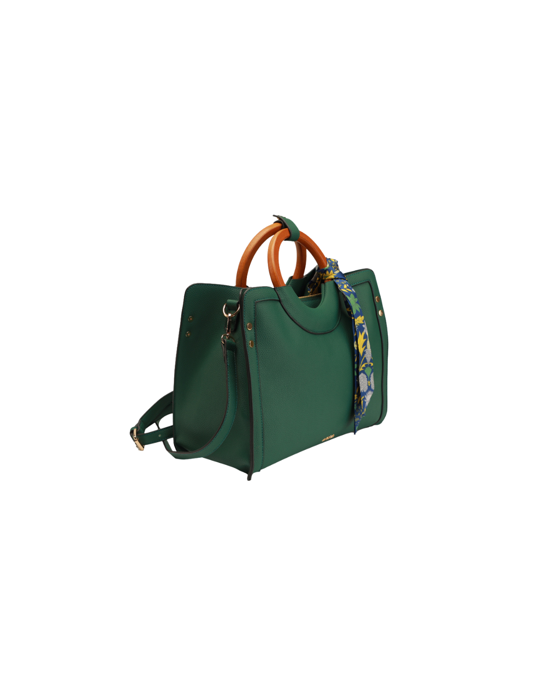 Green ladies handbag UAE with wooden handle